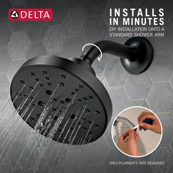 H2Okinetic® 5-Setting Contemporary Raincan Shower Head in ...