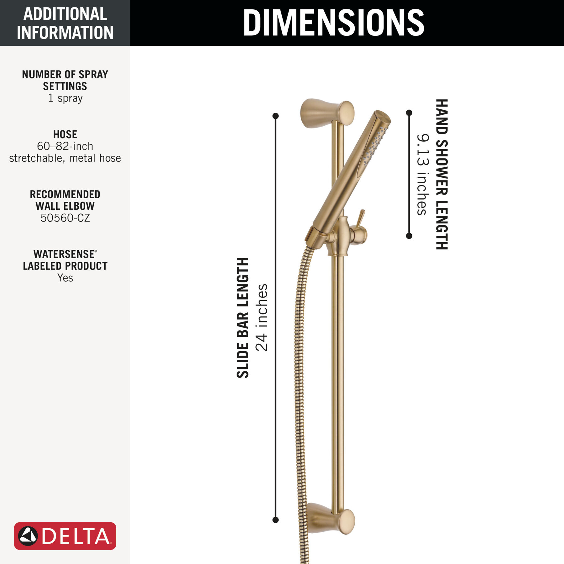 Premium Single-Setting Slide Bar Hand Shower in Champagne Bronze 