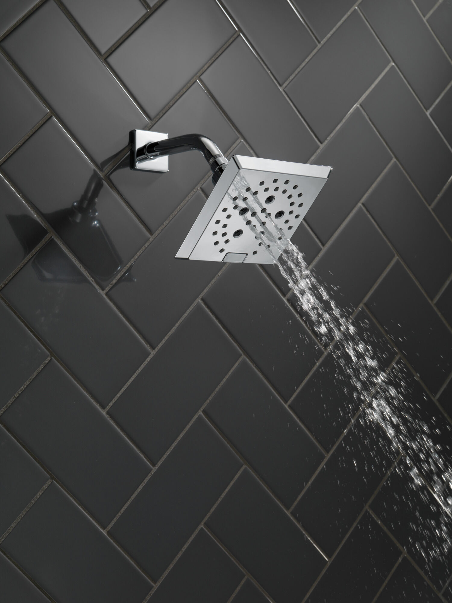 H2Okinetic® 5-Setting Angular Modern Raincan Shower Head in