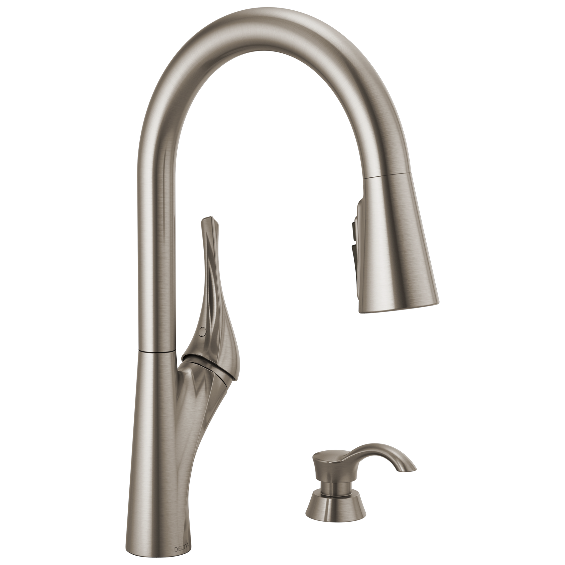Single Handle Pull-Down Kitchen Faucet with Soap Dispenser and