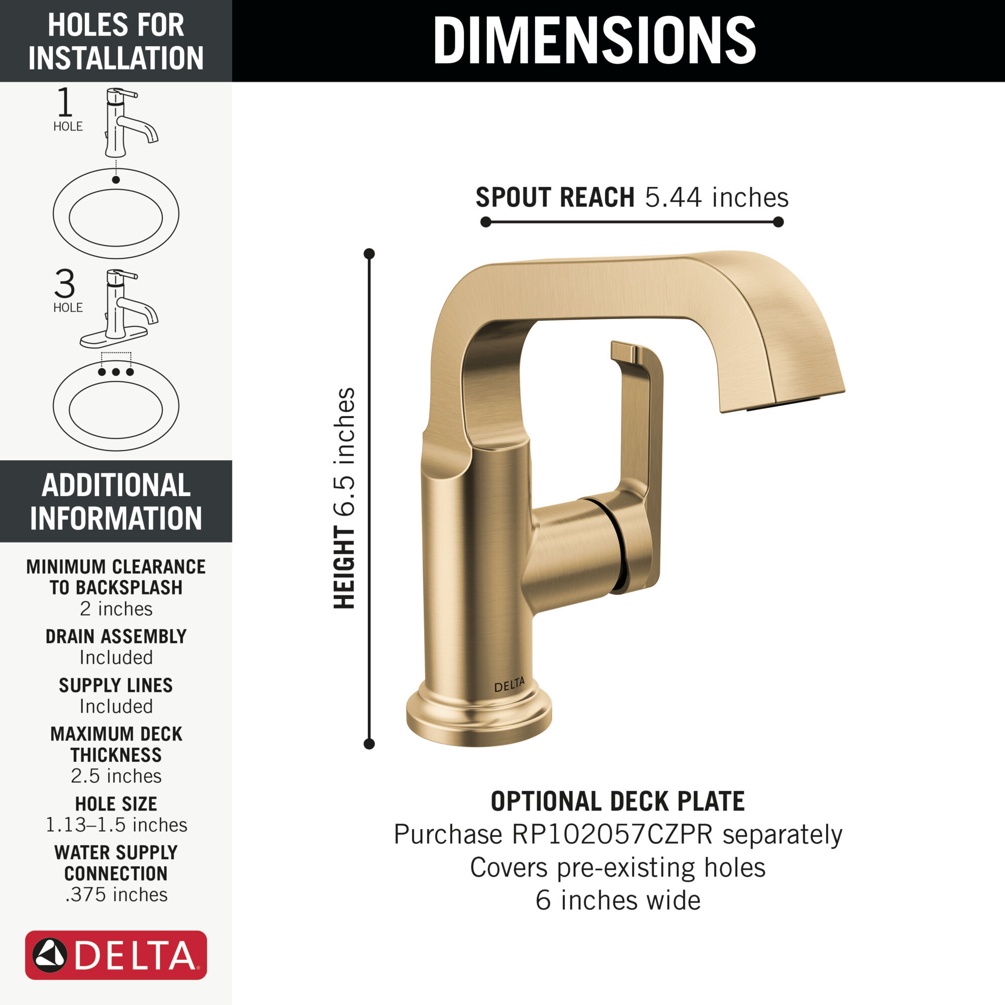 Single Handle Bathroom Faucet in Lumicoat® Champagne Bronze 589SH