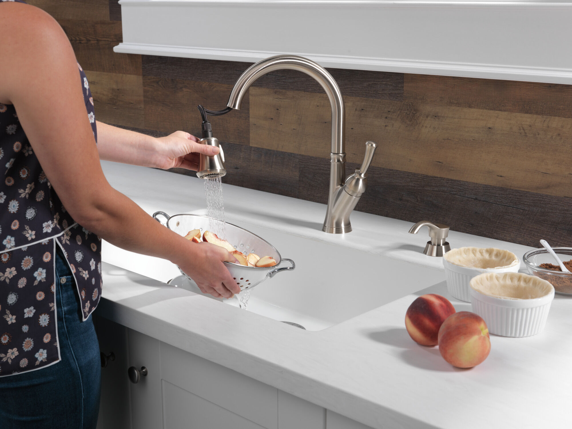 Single Handle Pull-Down Kitchen Faucet with Soap Dispenser and