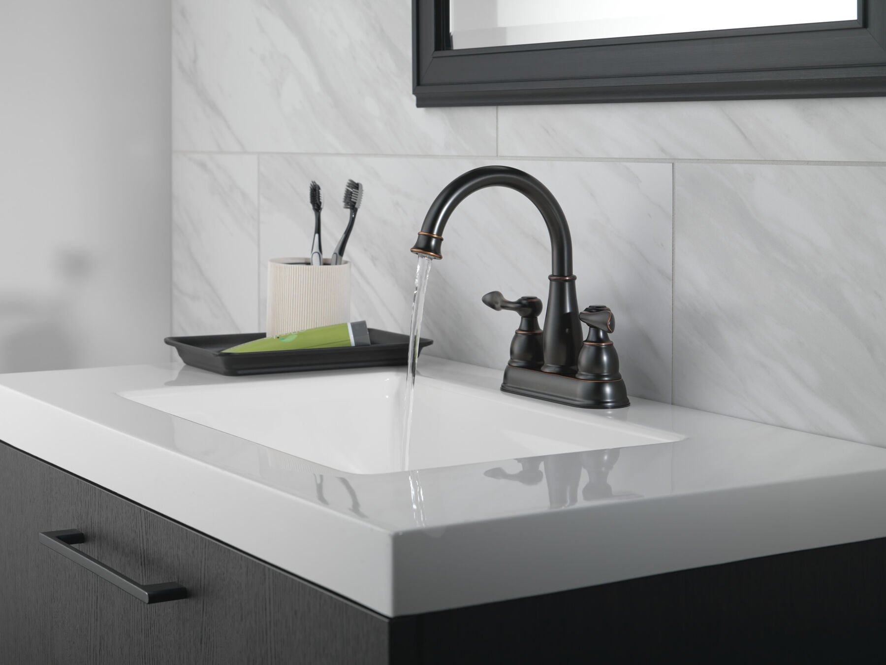 Two Handle Centerset Bathroom Faucet in Oil Rubbed Bronze 25896LF  