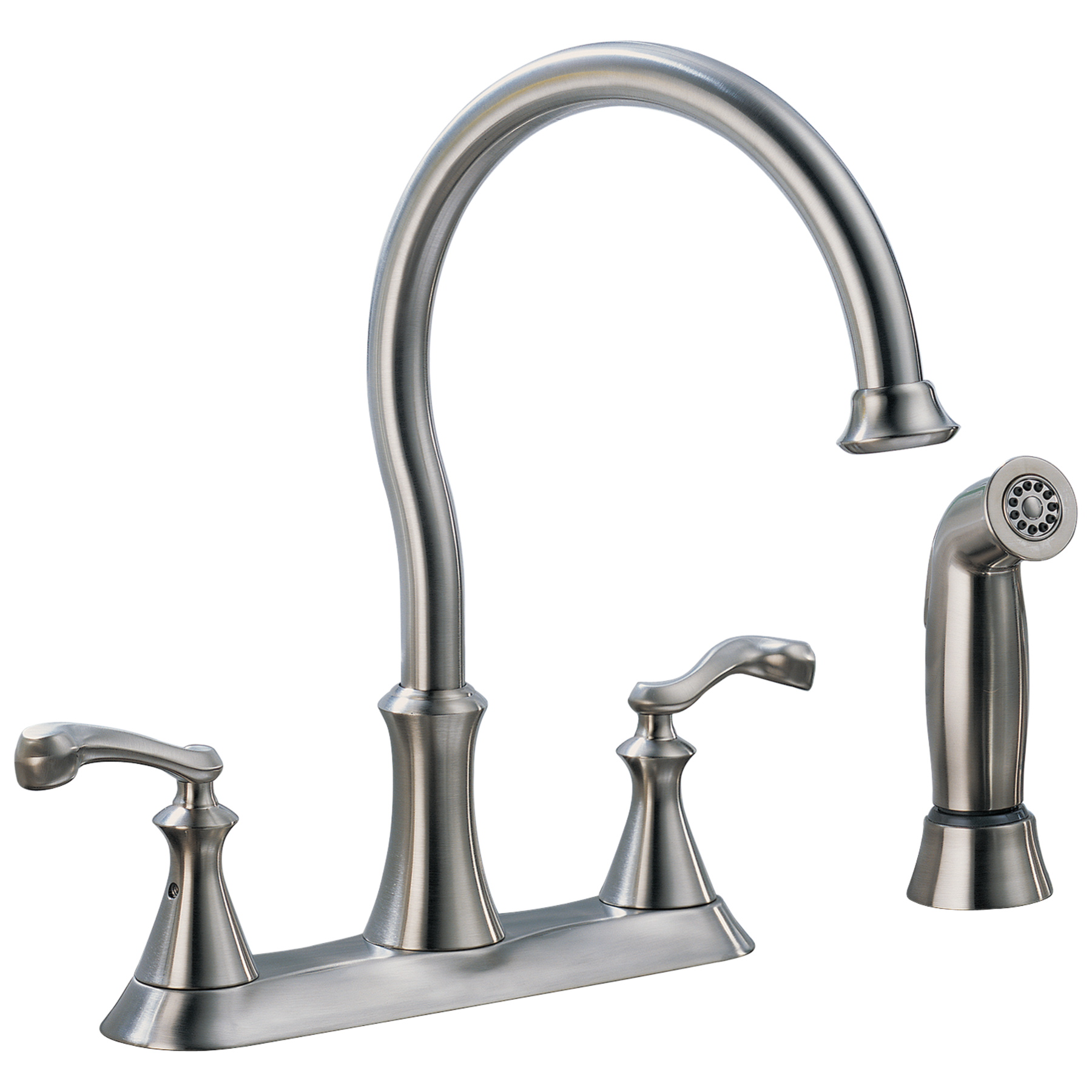 Two Handle Kitchen Faucet w/ spray in Stainless 21925-SS | Delta