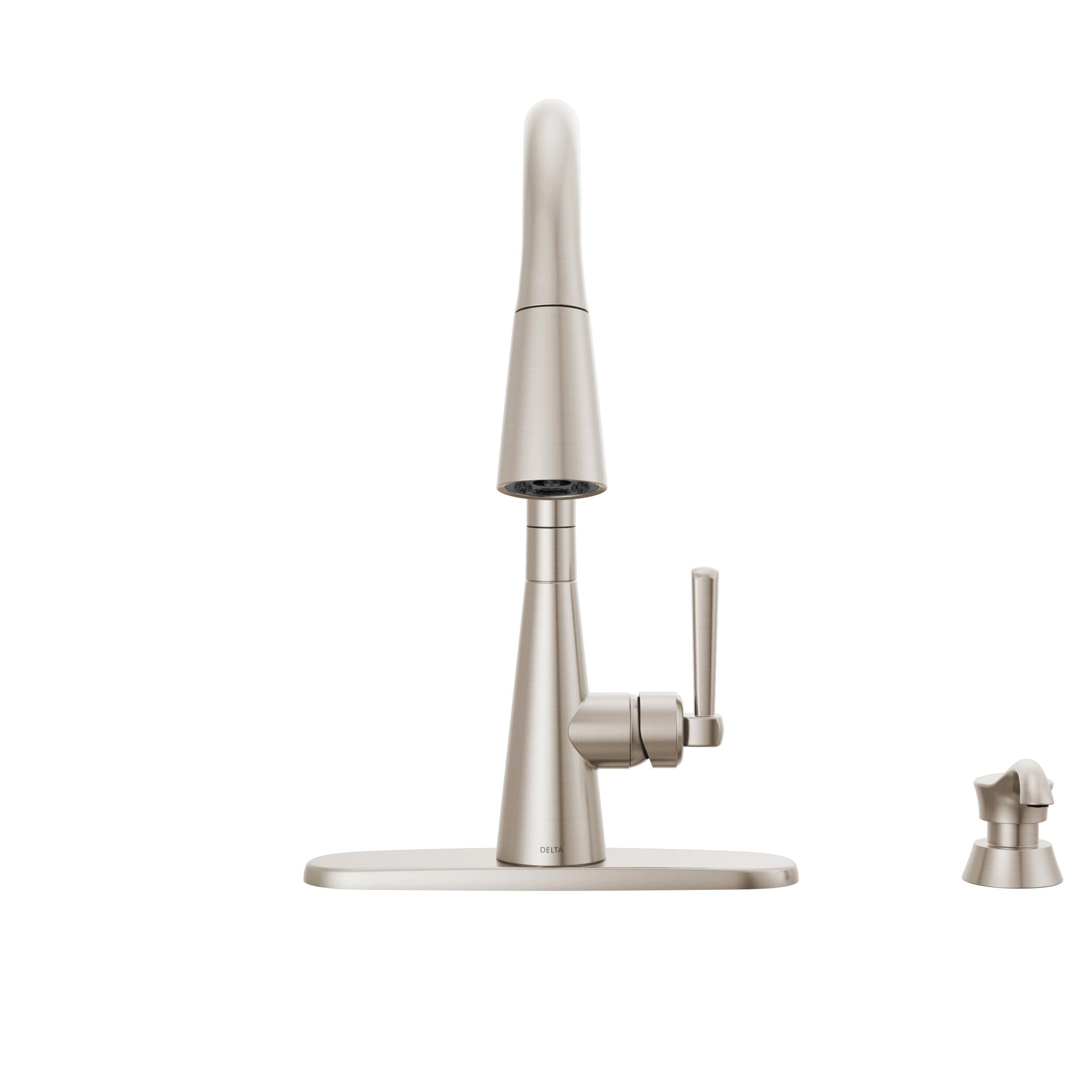 Single Handle Pull-Down Kitchen Faucet with Soap Dispenser and