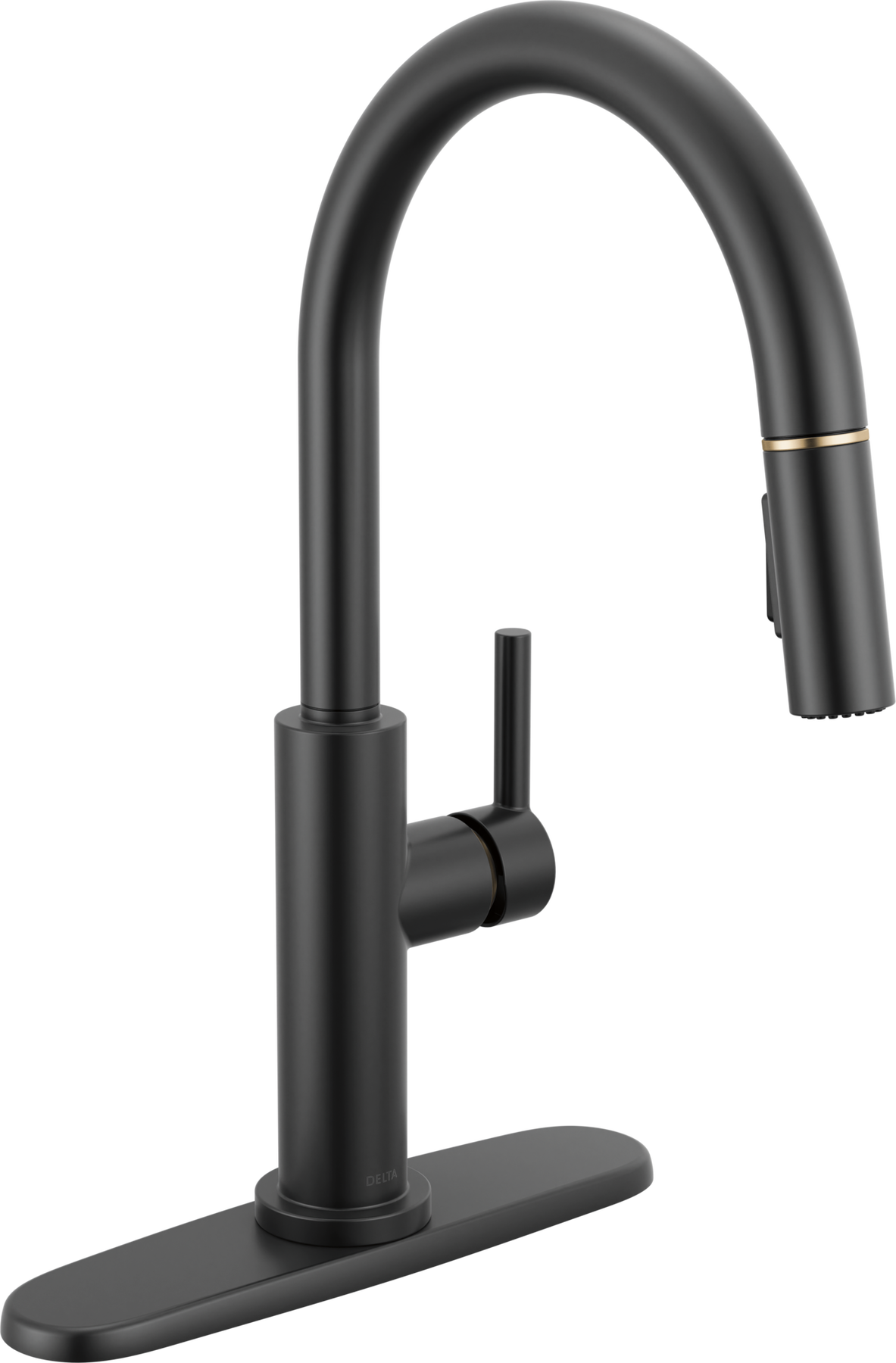 Single Handle Pull-Down Kitchen Faucet in Matte Black / Champagne