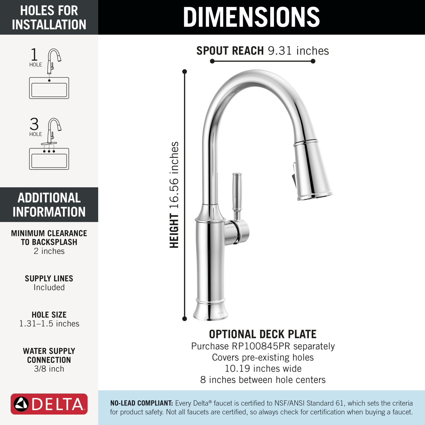 Single Handle Pull-Down Kitchen Faucet in Lumicoat® Chrome — thumbnail 3
