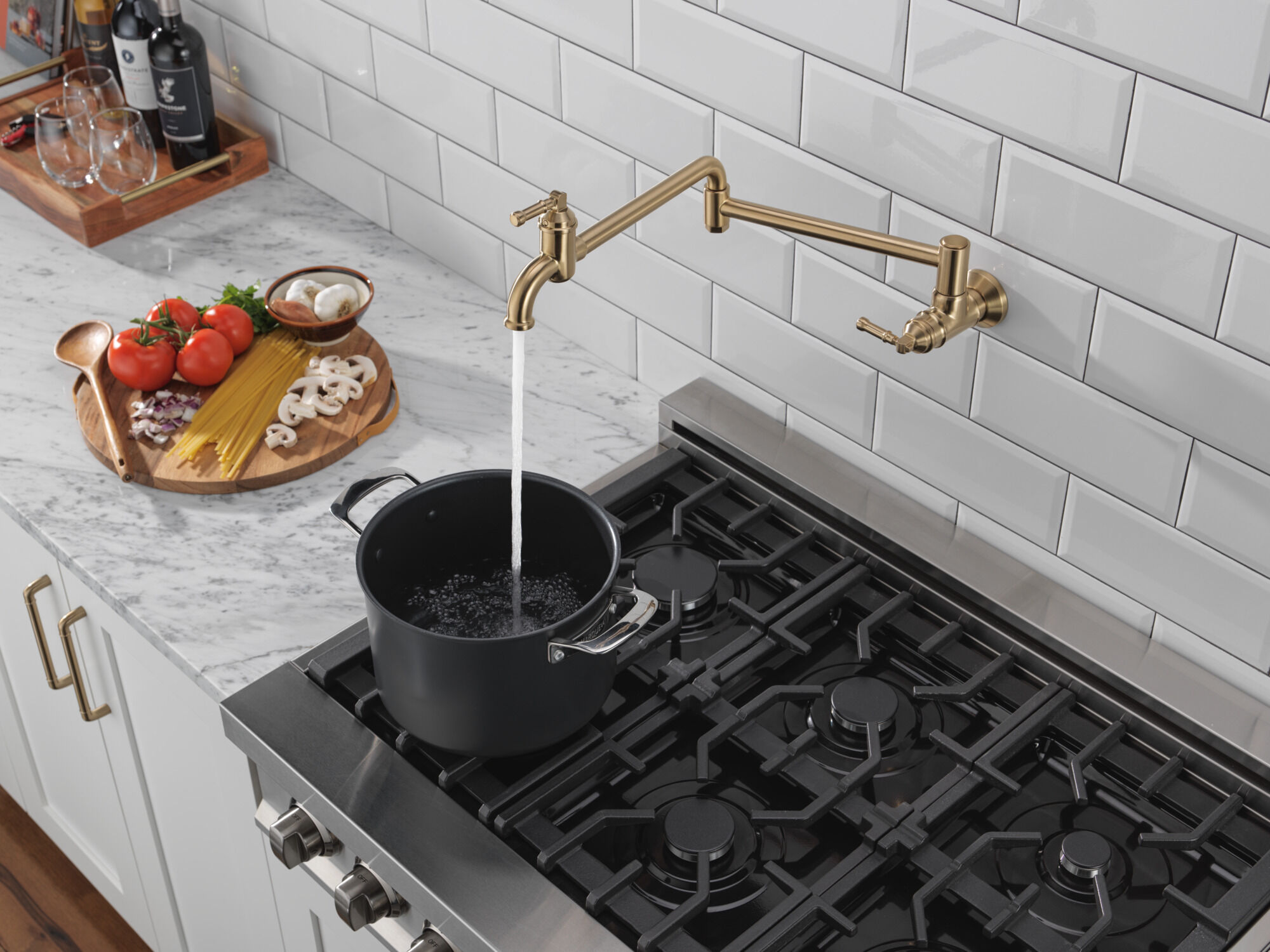 Wall Mount Pot Filler in Champagne Bronze 1190LFL-CZ | Delta Faucet