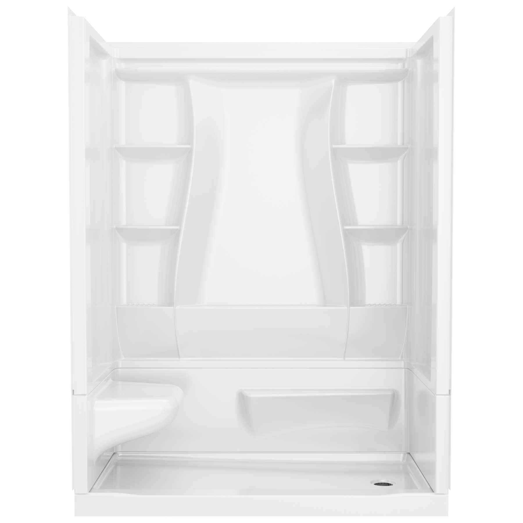 60x32 Alcove Shower Bundle - Left Seat Right Drain in High Gloss