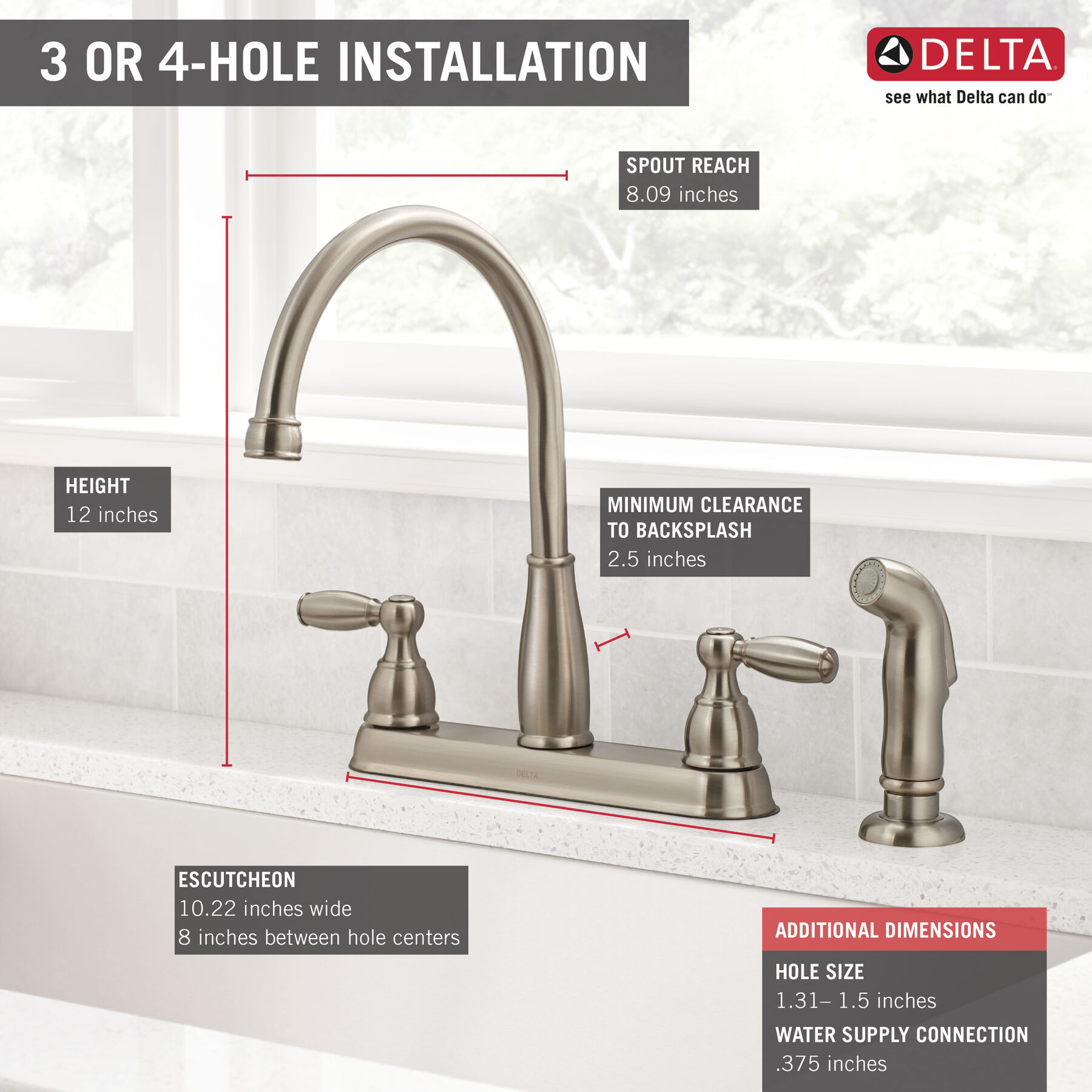 Two Handle Kitchen Faucet with Spray (Recertified) in Stainless 21988LFSSR Delta Faucet