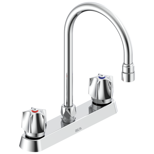 Two Handle 8" Cast Deck Mount Faucet in Chrome 26C3931 Delta Faucet