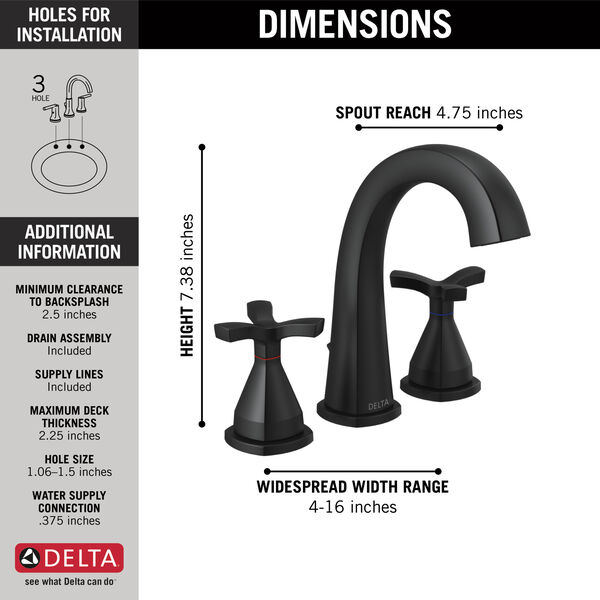 Widespread Faucet in Matte Black 357756-BLMPU-DST | Delta Faucet 