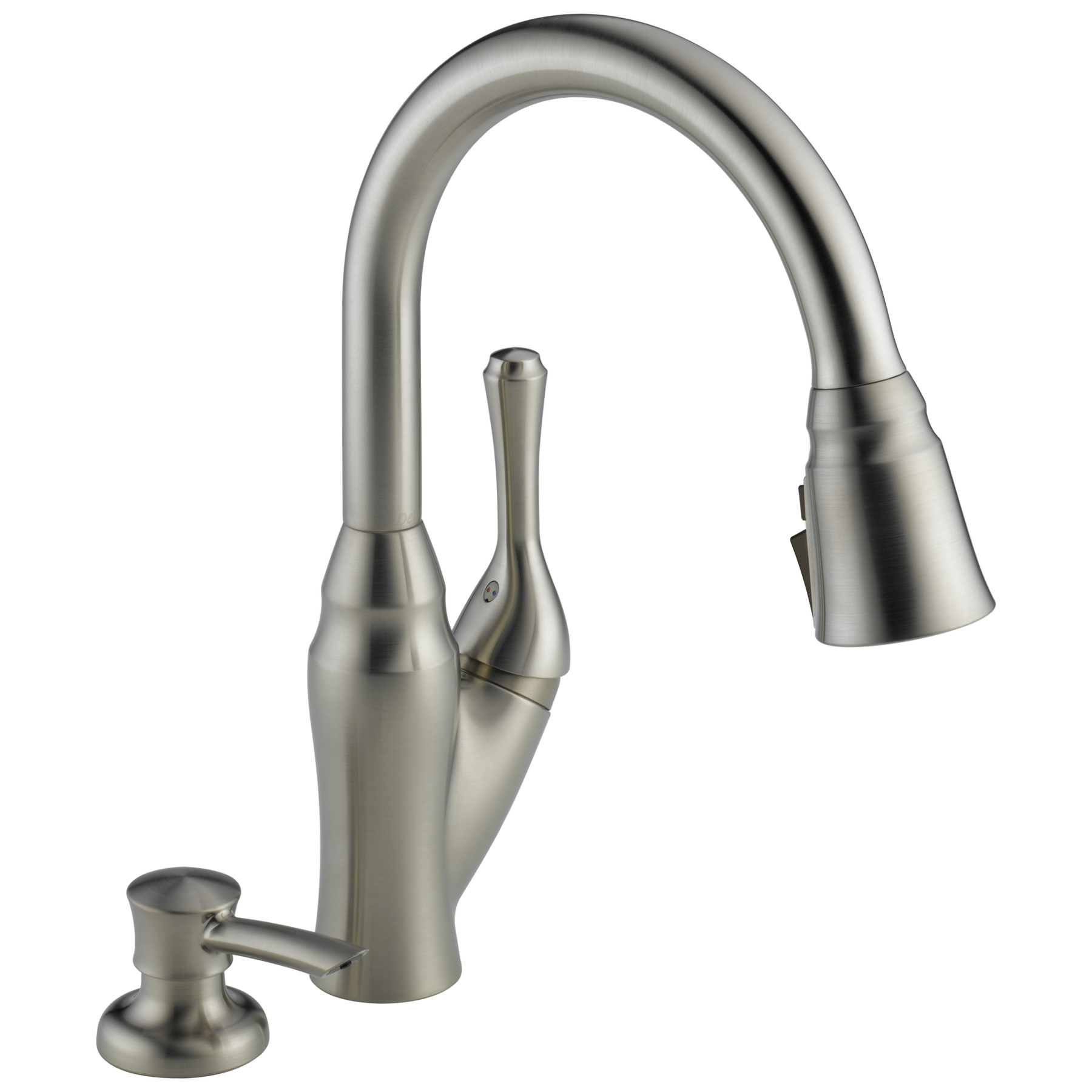 Single Handle Pull-Down Kitchen Faucet with Soap Dispenser and