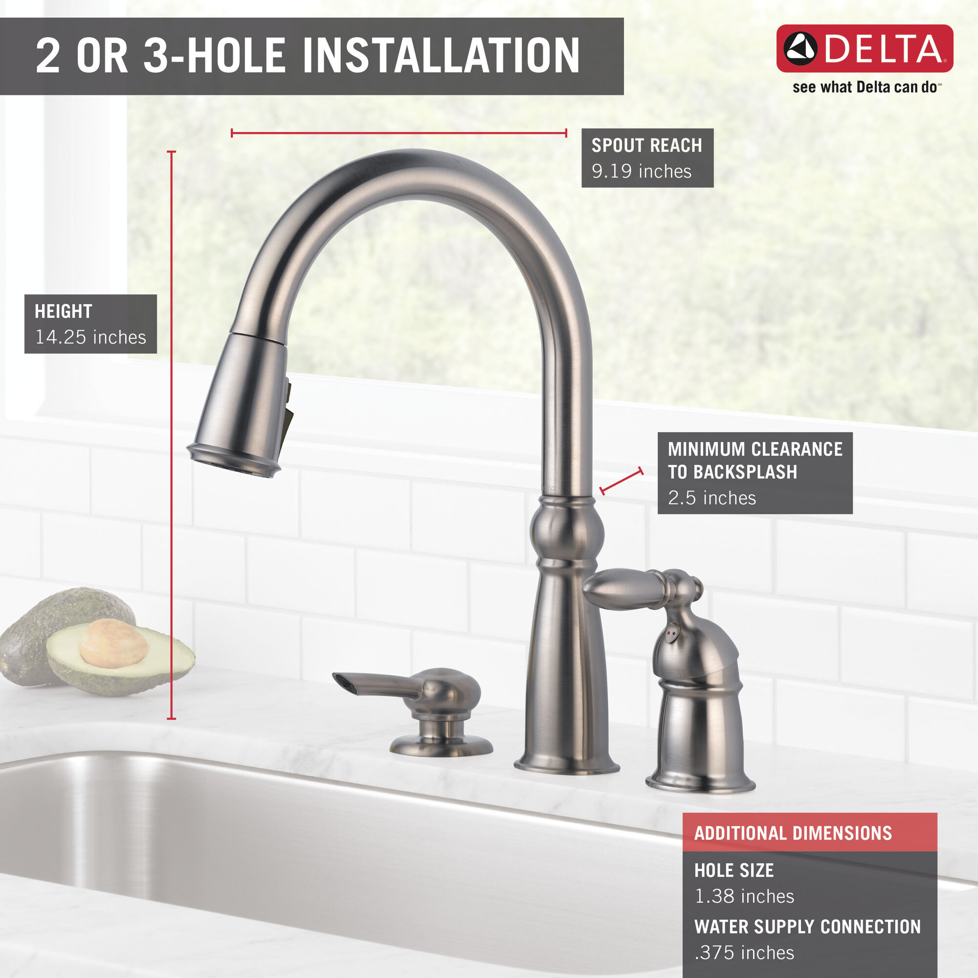 Single Handle Pull-Down Kitchen Faucet with Soap Dispenser and
