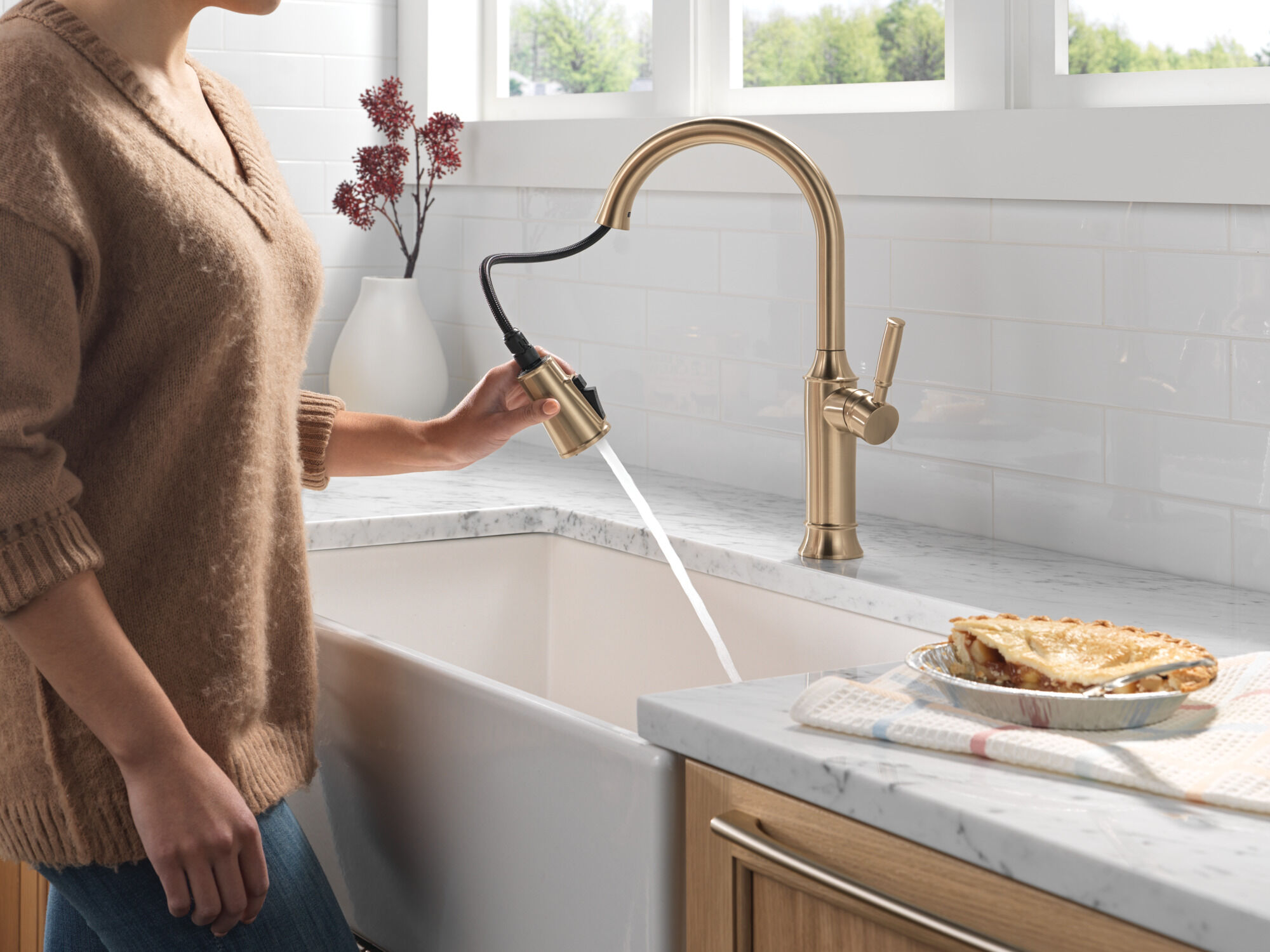 Pull-Down Kitchen Single Handle with Soap Dispenser Bundle in