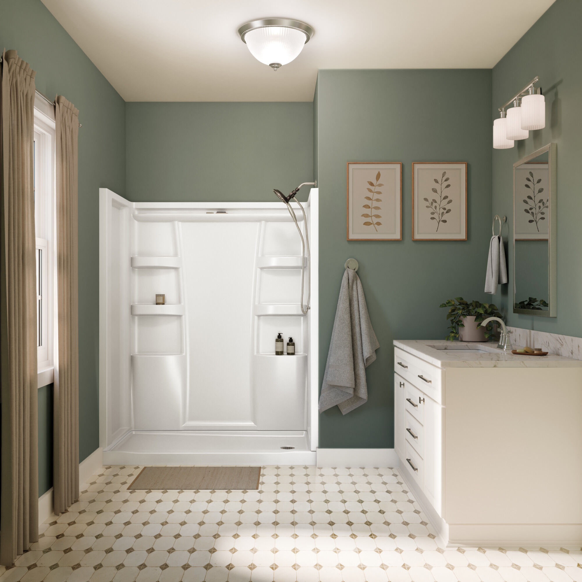 ProCrylic 60 in. x 32 in.Shower Base Right Drain in High Gloss