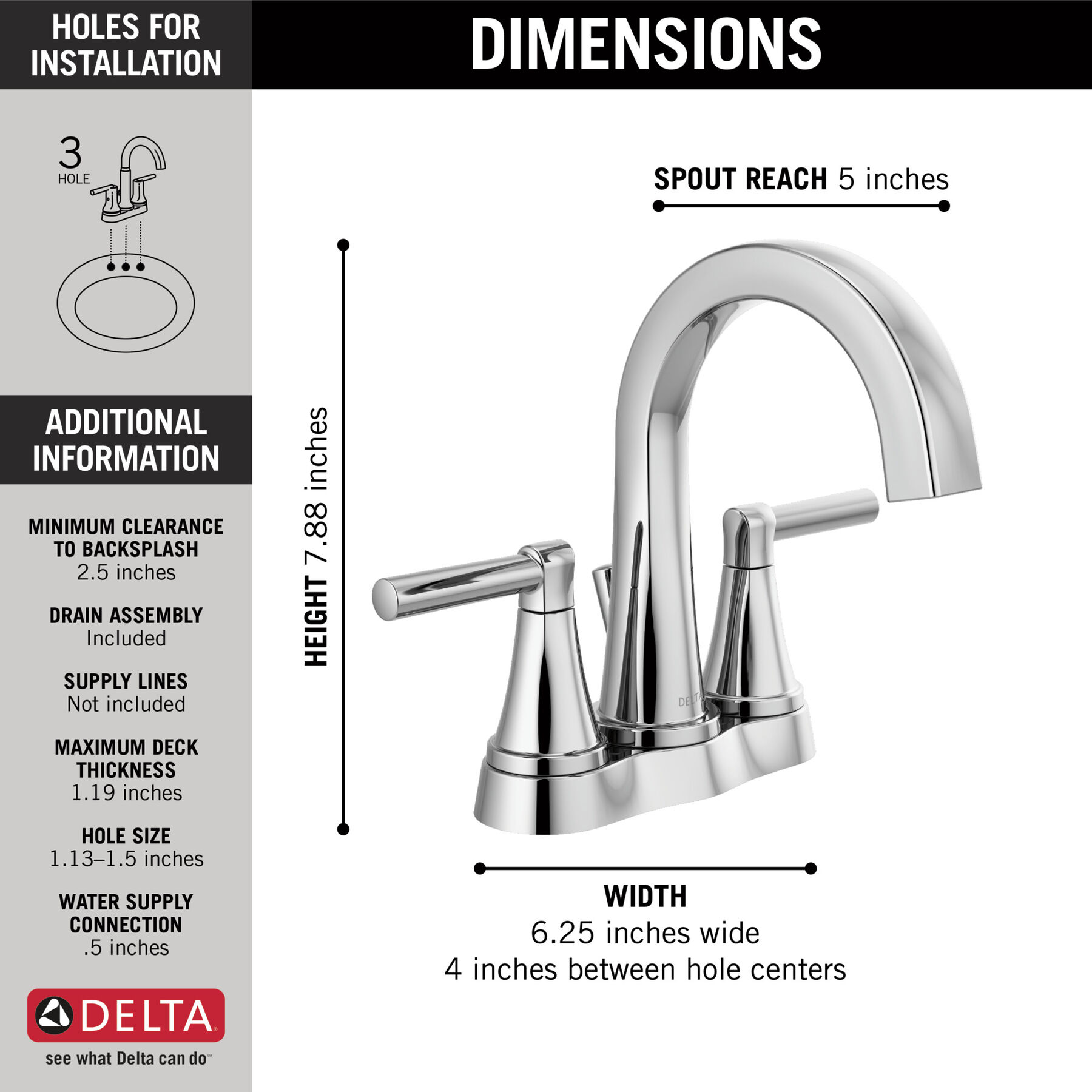 Two Handle Centerset Bathroom Faucet in Chrome 25891LF — thumbnail 2