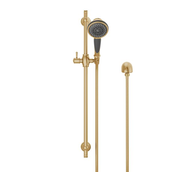 Premium 3Setting Slide Bar Hand Shower with Wall Elbow in Champagne