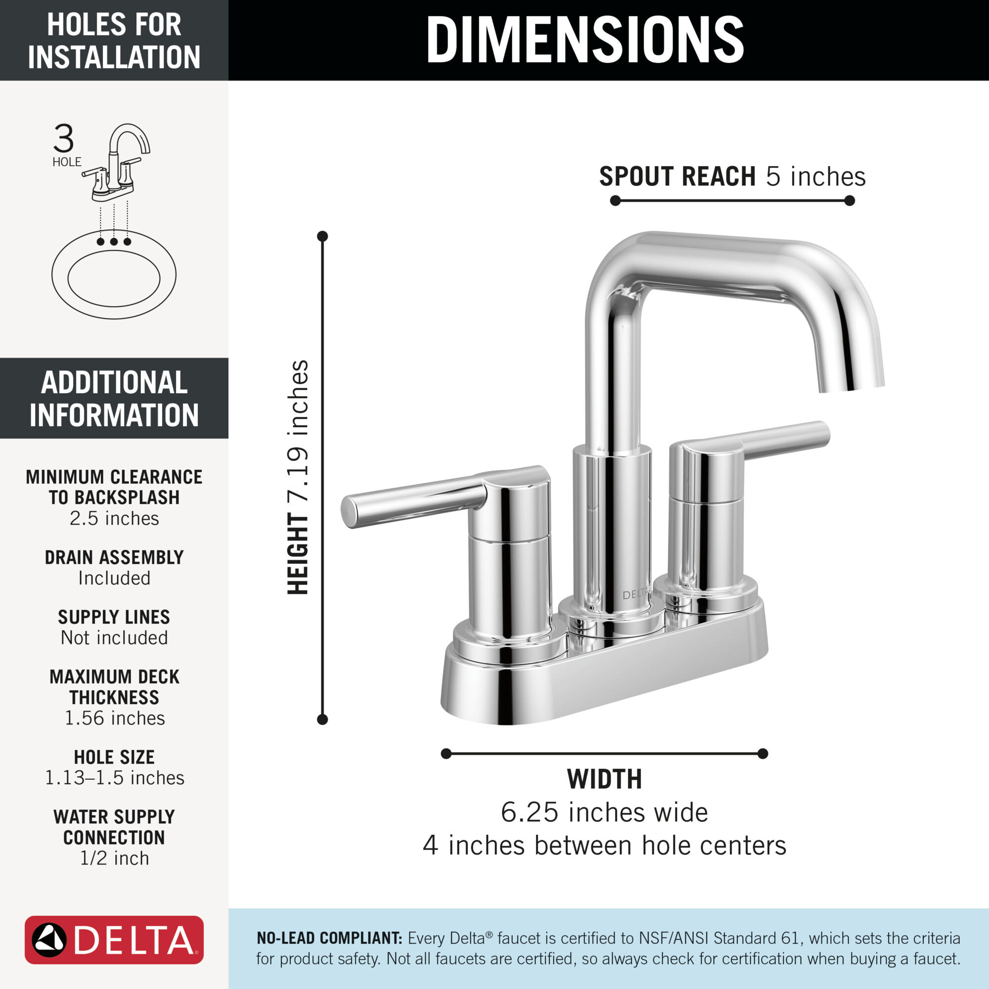 Two Handle Centerset Bathroom Faucet in Chrome 25849LF | Delta Faucet