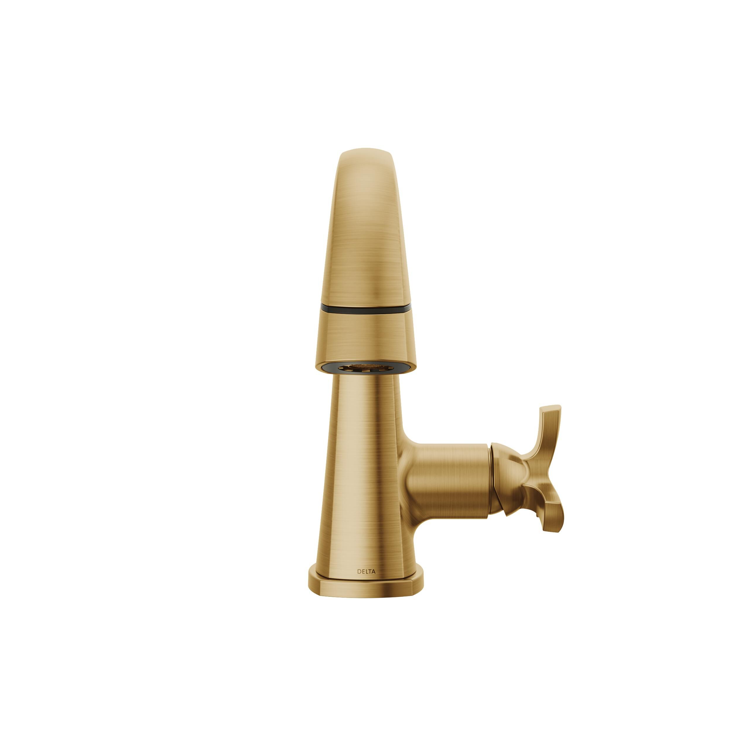 Single Handle Pull Down Bathroom Faucet in Lumicoat® Champagne