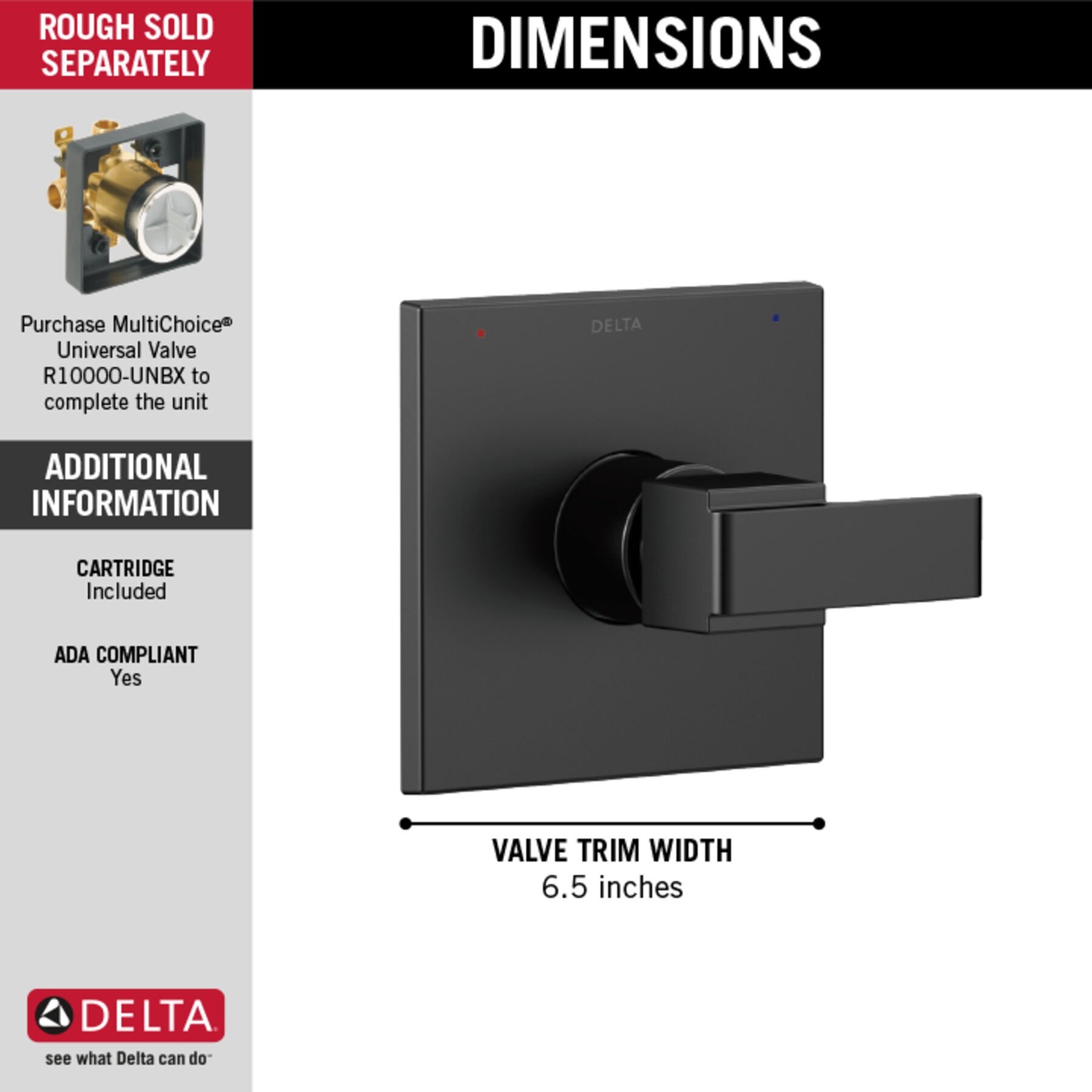 Monitor® 14 Series Valve Only Trim in Matte Black T14067-BL  