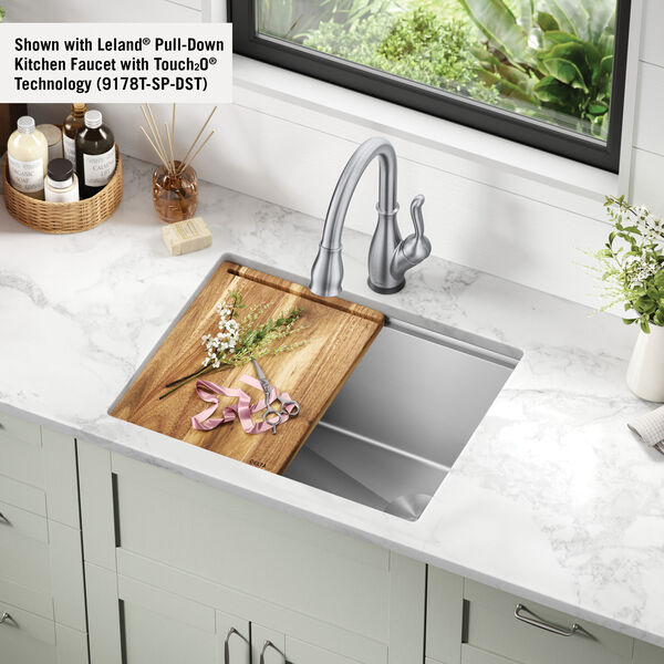 24” Workstation Undermount Single Bowl 16 Gauge Stainless Steel Laundry  Utility Kitchen Sink with WorkFlow™ Ledge and Accessories in Stainless Steel  95B9132-24SL-SS Delta Faucet
