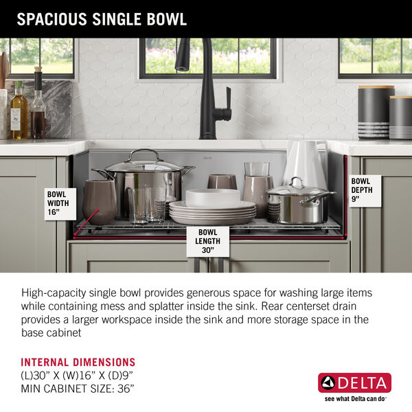 Delta Rivet Undermount 30-in x 19-in Stainless Steel Single Bowl