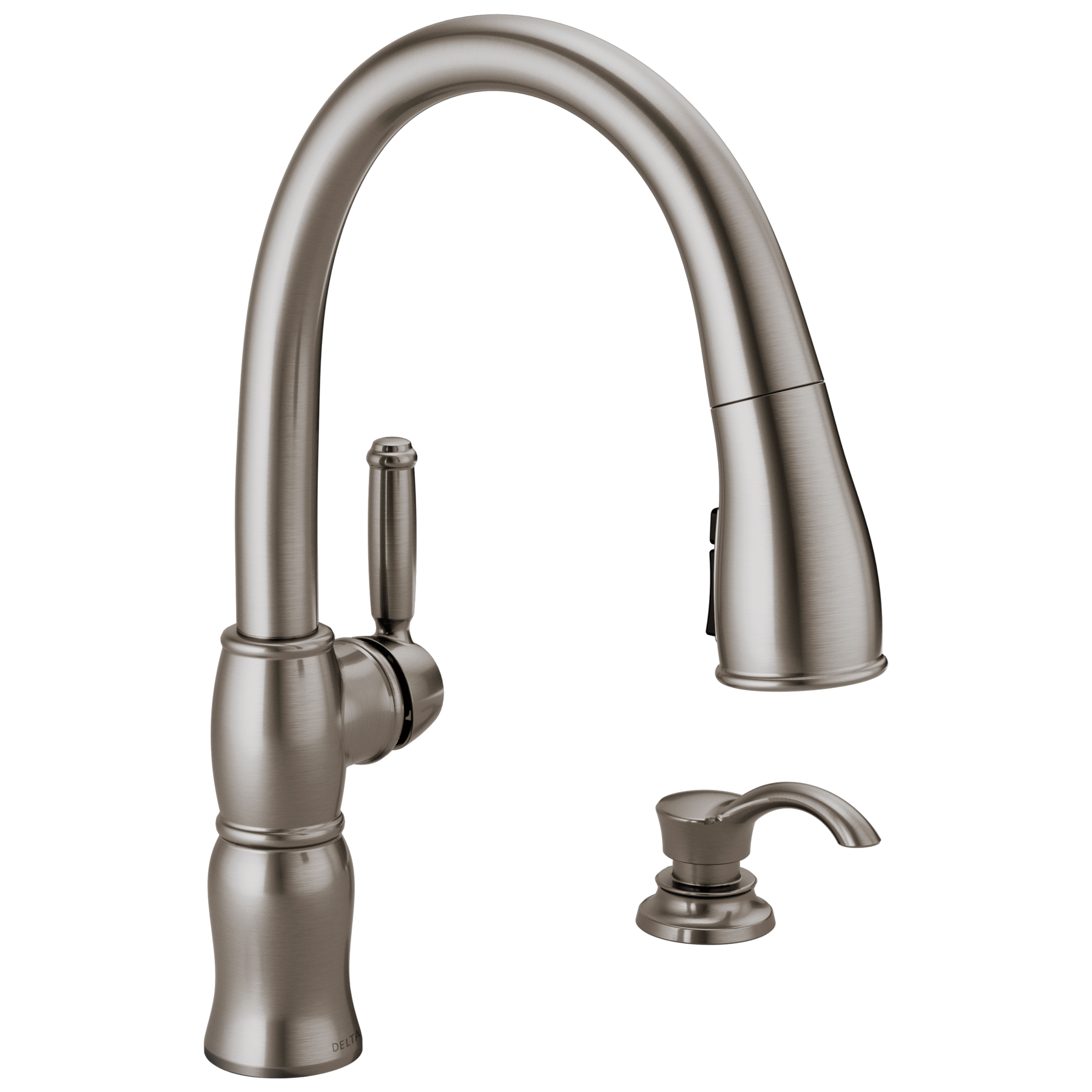 Single Handle Pull-Down Kitchen Faucet with Soap Dispenser and