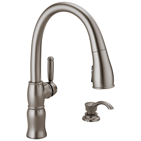 Single Handle Pull-Down Kitchen Faucet with Soap Dispenser and