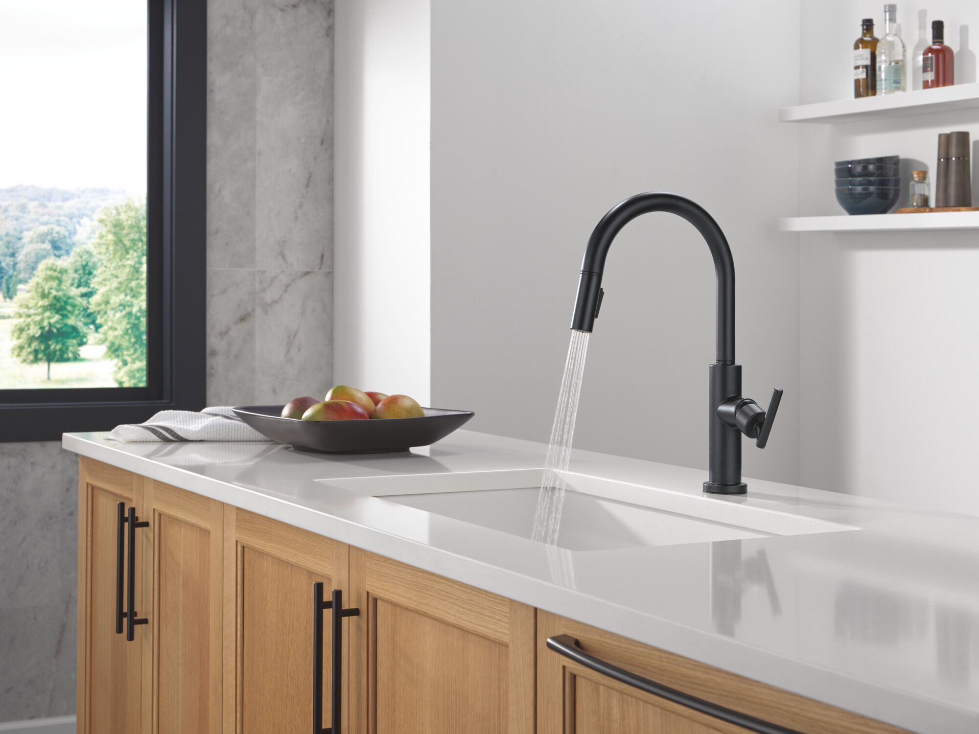 Single Handle Pull-Down Kitchen Faucet in Matte Black 19731LF-BL