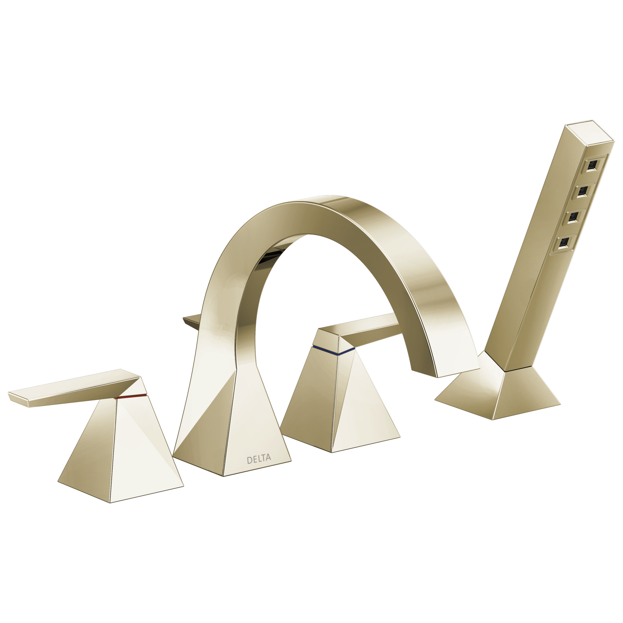 Delta Faucet TrillianE Two-Handle Roman Tub Trim with Hand Shower - Lumicoat Polished Nickel