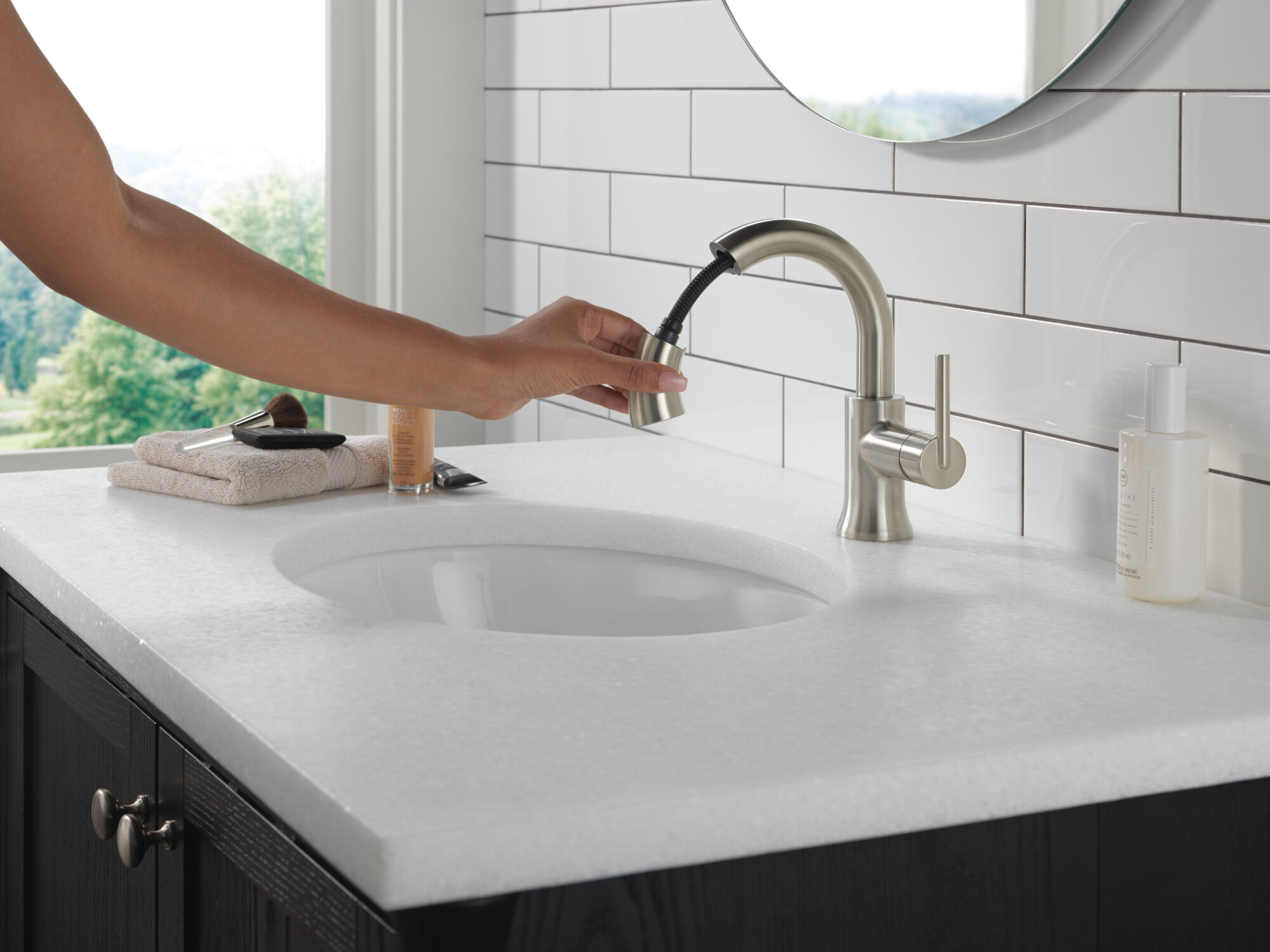 Single Handle Pull-Down Bathroom Faucet in Stainless 559HAR-SSPD