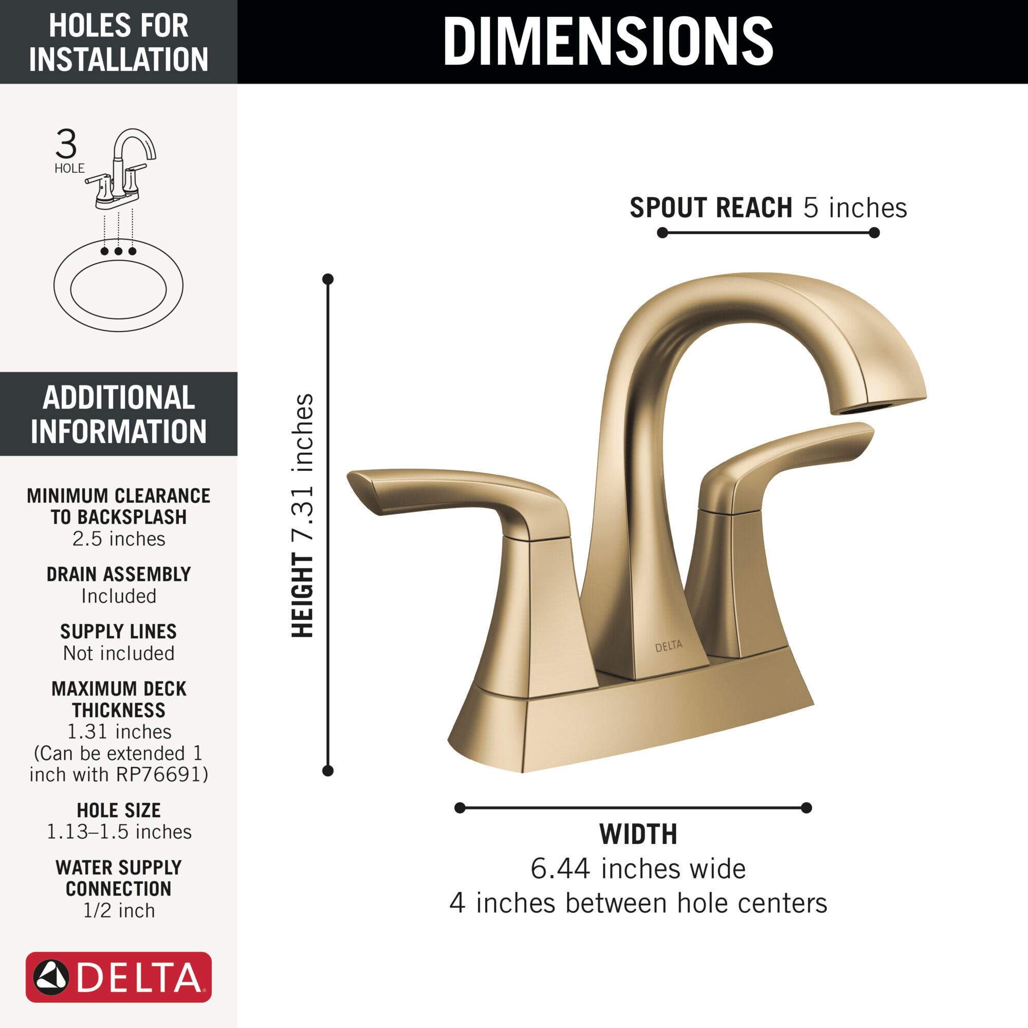 Two Handle Centerset Bathroom Faucet in Champagne Bronze 25895LF