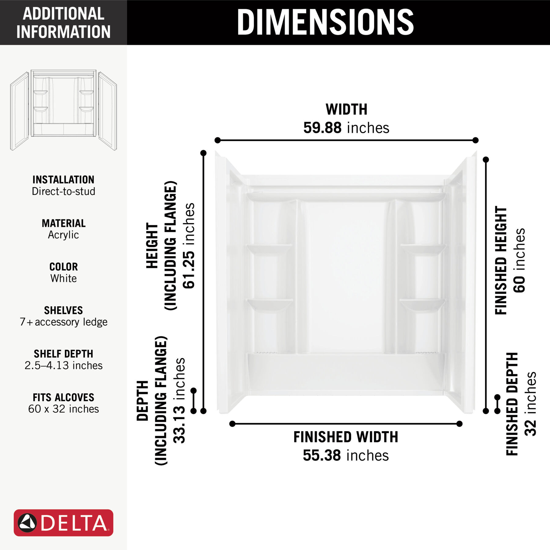 EverEdge Bathtub Wall 60"x32", image 12
