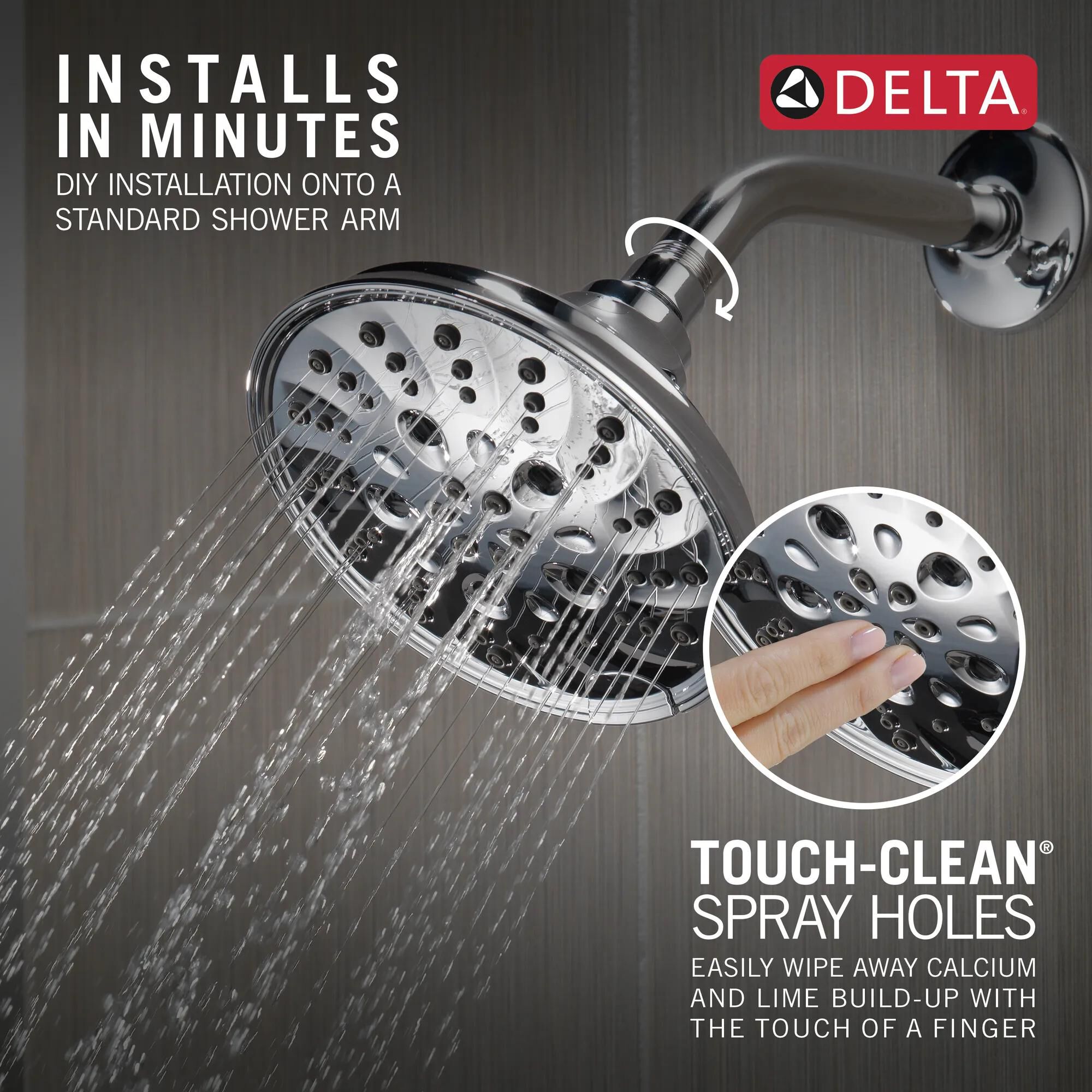 H2Okinetic® 5-Setting Traditional Raincan Shower Head in Lumicoat
