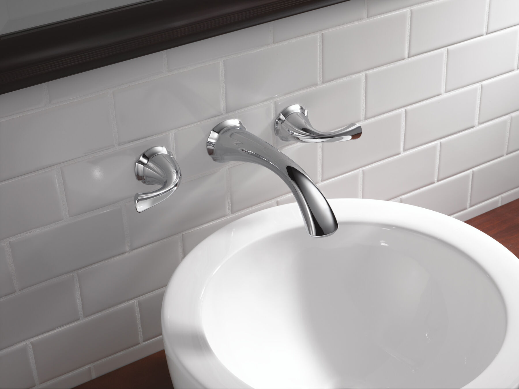 Two Handle Wall Mount Bathroom Faucet in Chrome 3592LF-WL | Delta Faucet