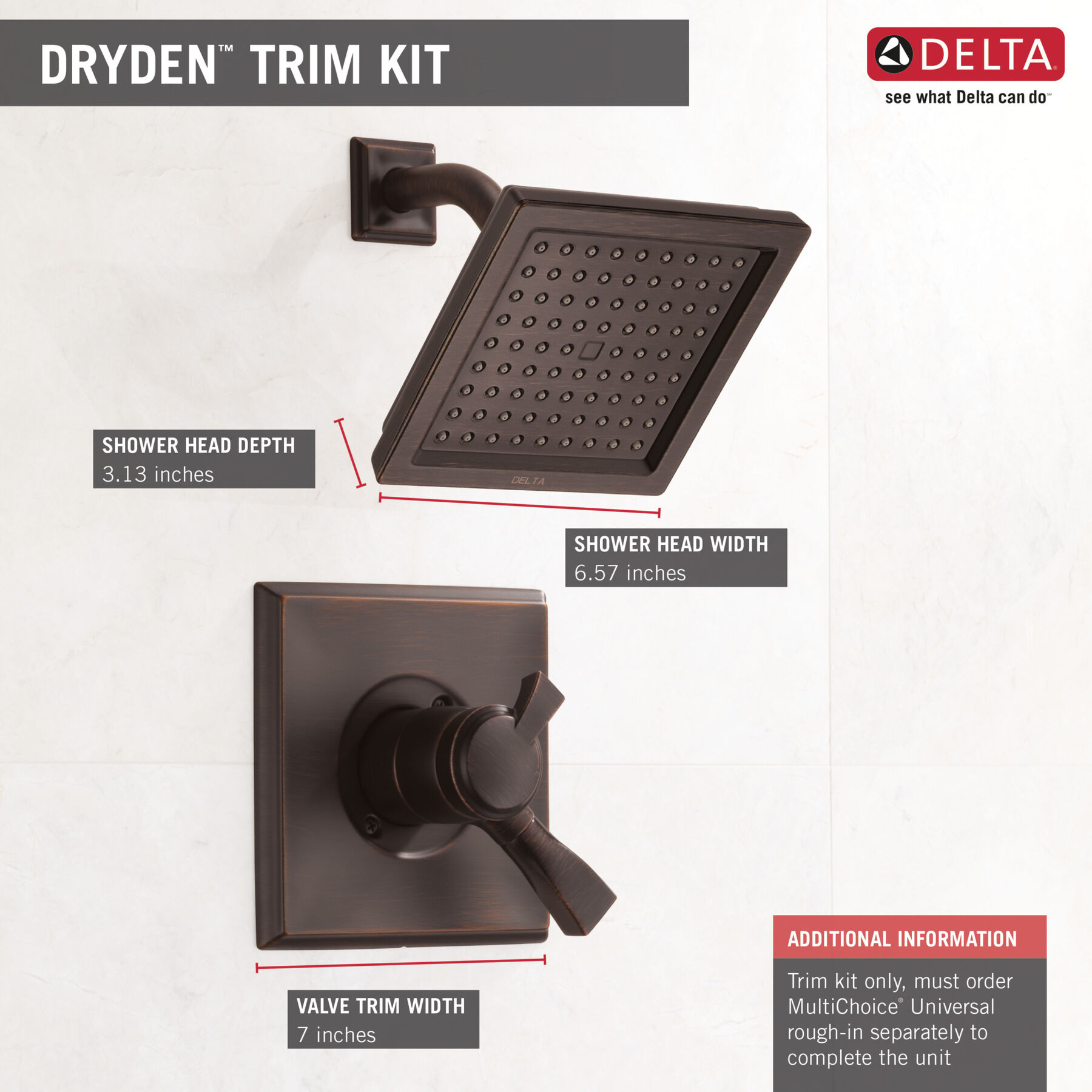 Shower Trim 1L 17S (Recertified) in Bronze T17251RBR Delta
