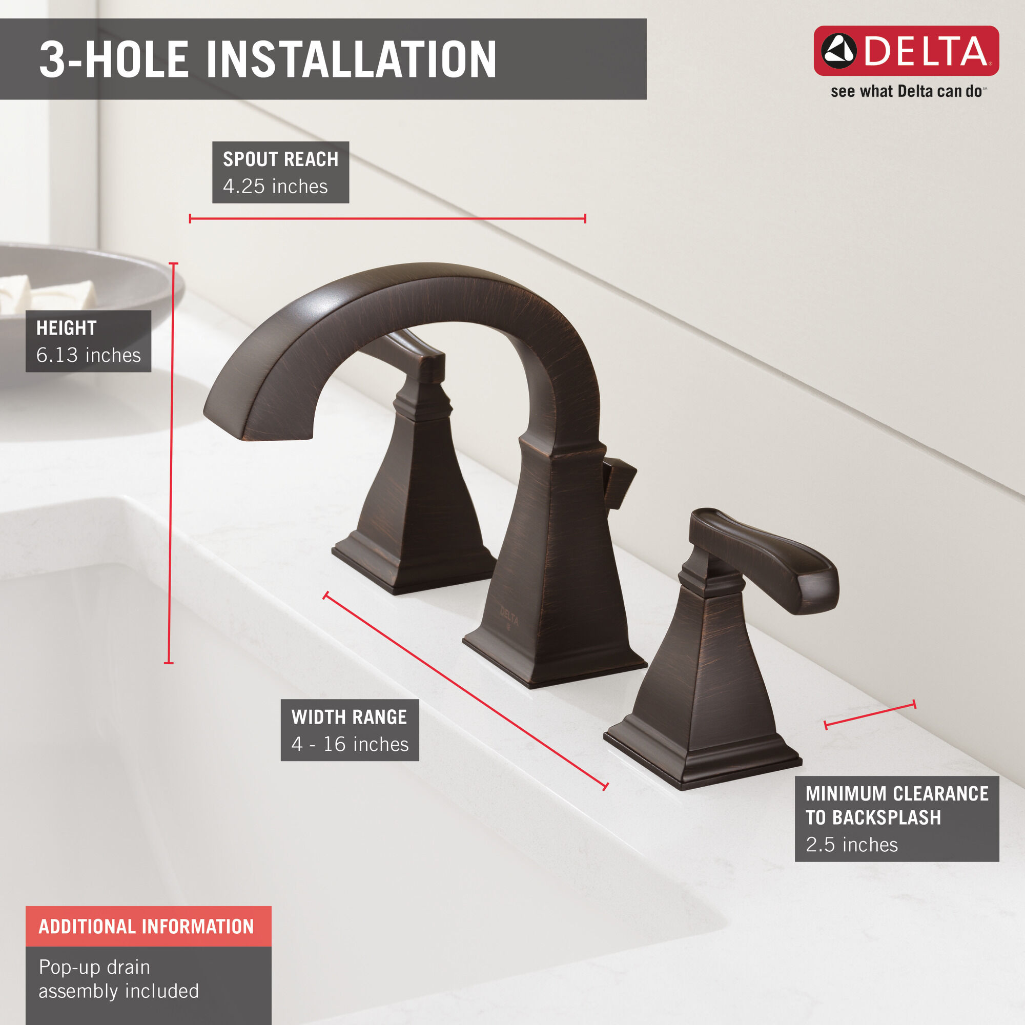rhode2点セット Two Handle Widespread Bathroom Faucet in Venetian Bronze 35718-RB
