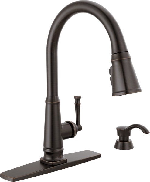 Single Handle PullDown Kitchen Faucet with Soap Dispenser and 