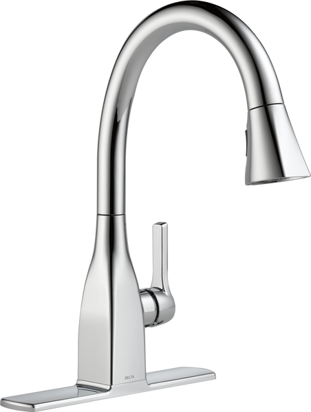Single Handle Pull Down Kitchen Faucet With Shieldspray Technology In Chrome 9183 Dst Delta Faucet
