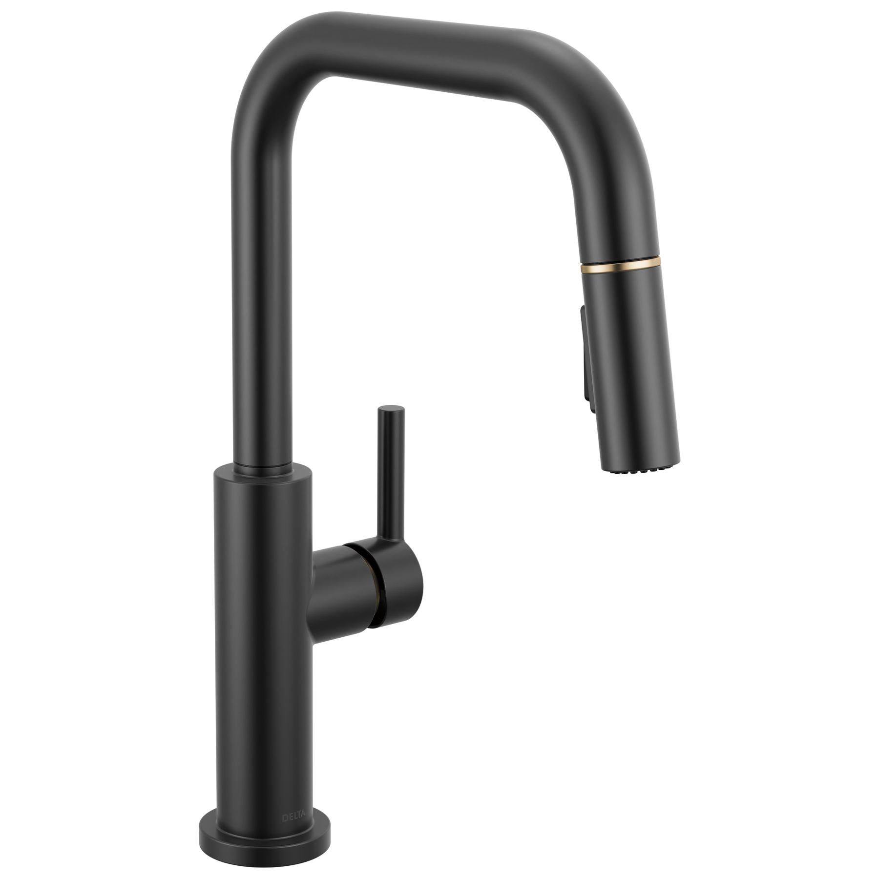Single Handle Pull-Down Kitchen Faucet in Matte Black / Champagne