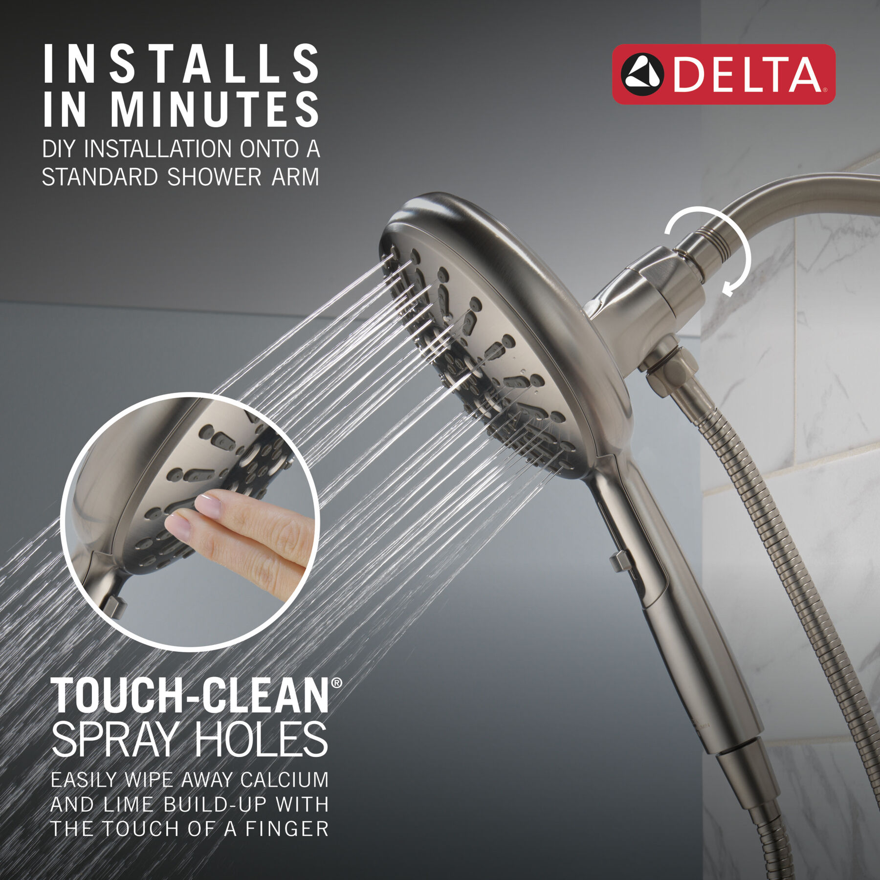 7-Setting SureDock Magnetic Hand Shower in Lumicoat® Stainless  54910-SS-PR-PK