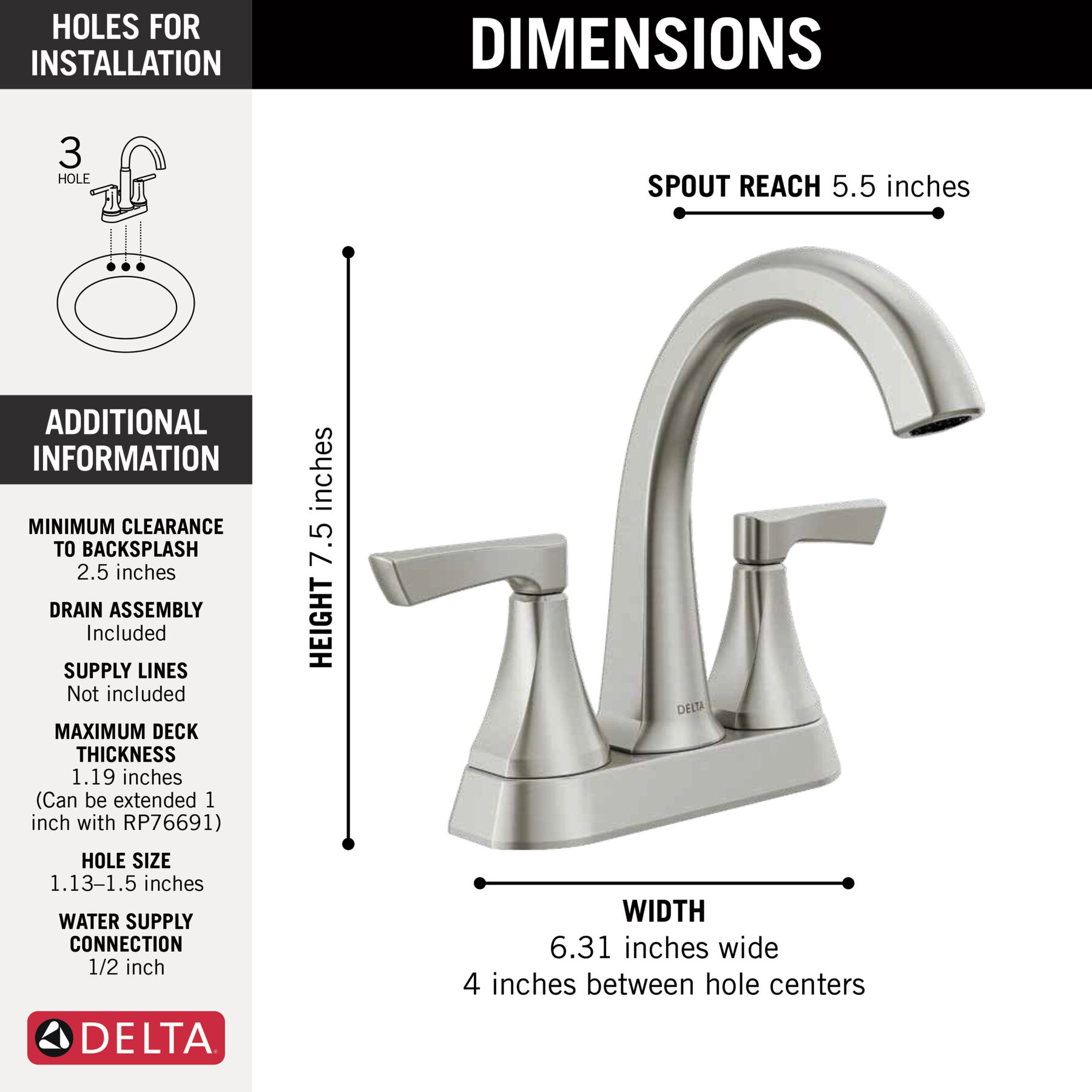 Two Handle Centerset Bathroom Faucet in Spotshield Brushed Nickel — thumbnail 2
