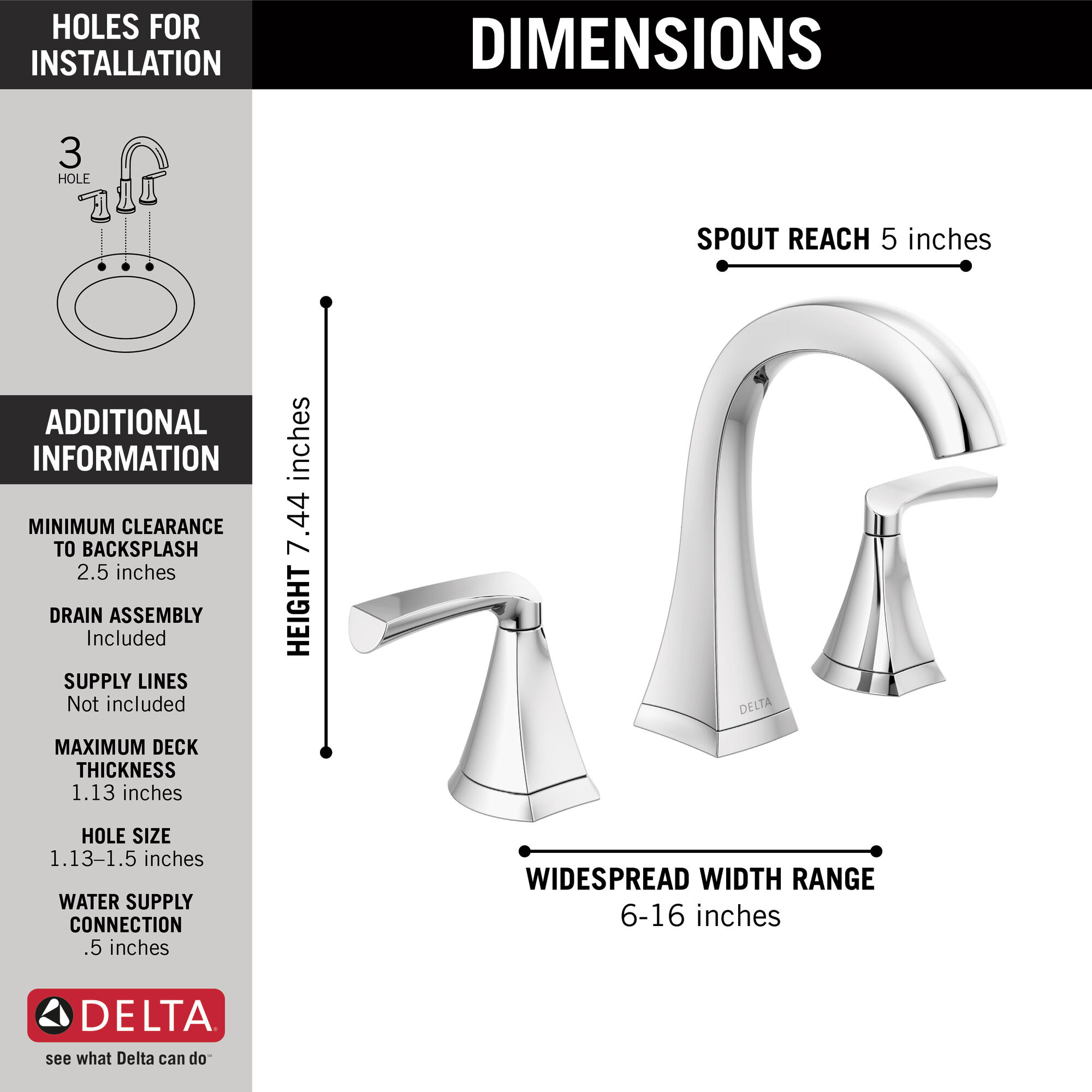 Two Handle Widespread Bathroom Faucet in Chrome 35899LF | Delta Faucet