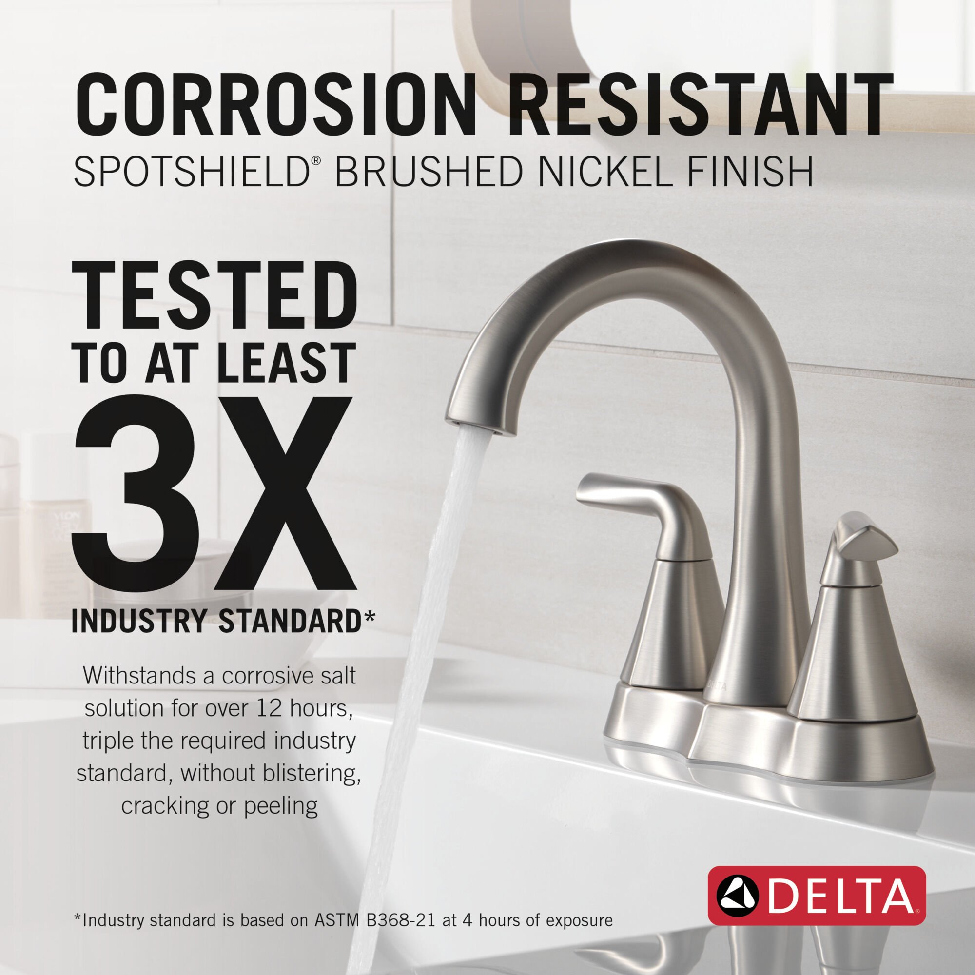 Two Handle Centerset Bathroom Faucet in Spotshield Brushed Nickel