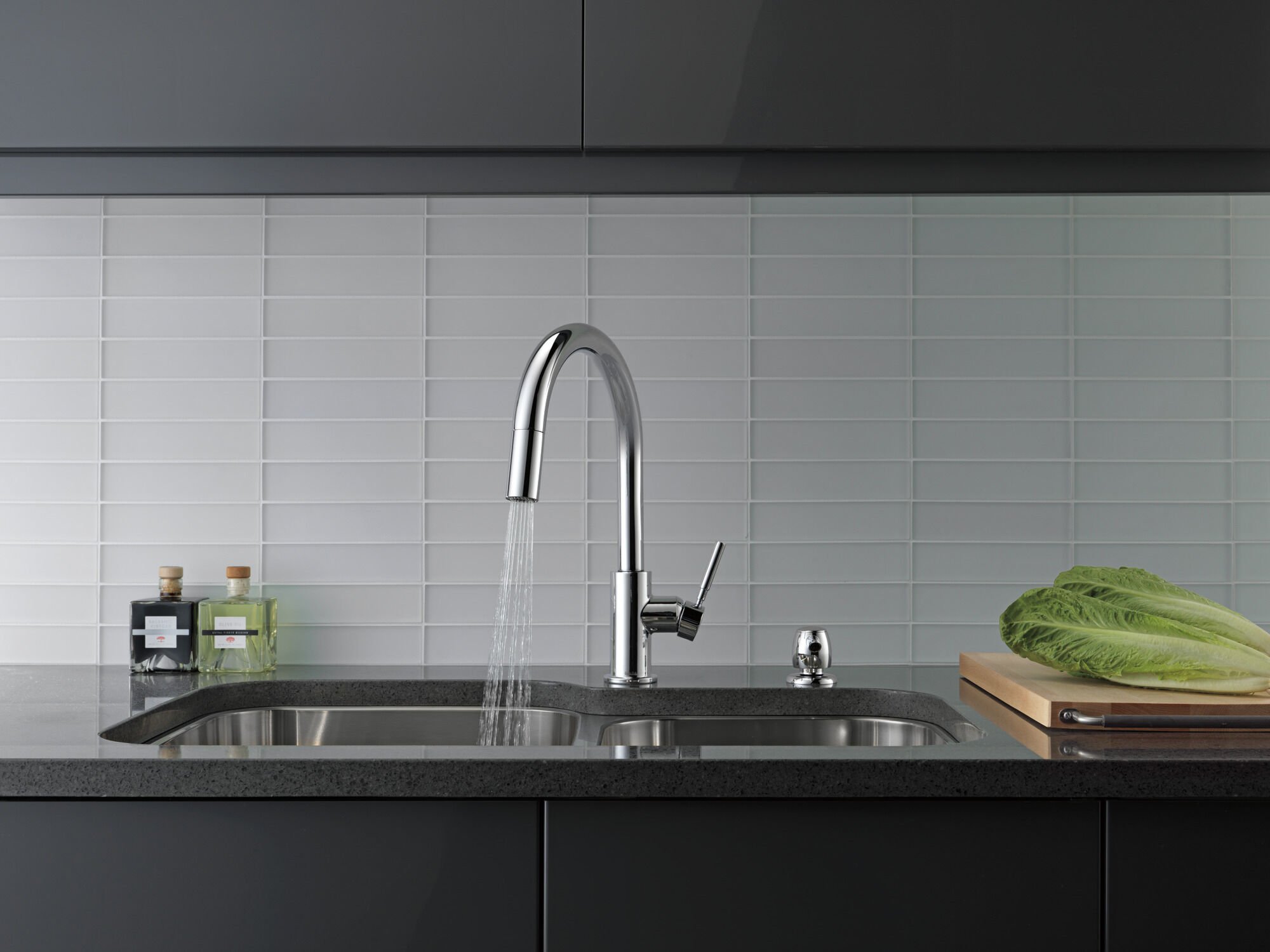 Single Handle Pull-Down Kitchen Faucet with Soap Dispenser in