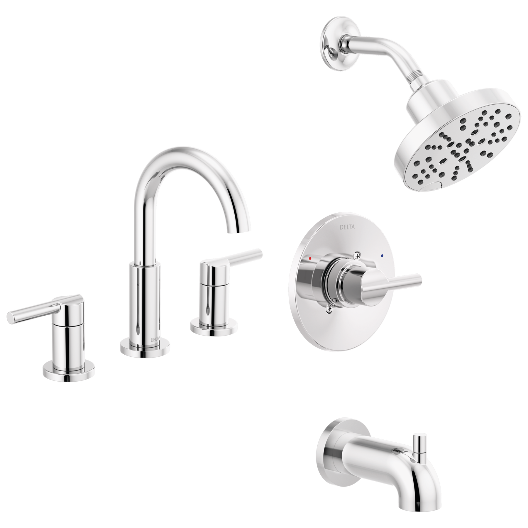Widespread Lavatory Faucet with Tub Shower Trim Bundle - 14 Series in Chrome — image 1