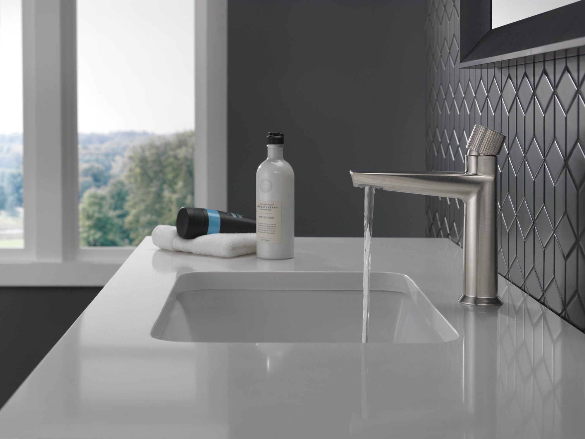 Single Handle Bathroom Faucet in Lumicoat® Stainless 573-SS-PR-MPU