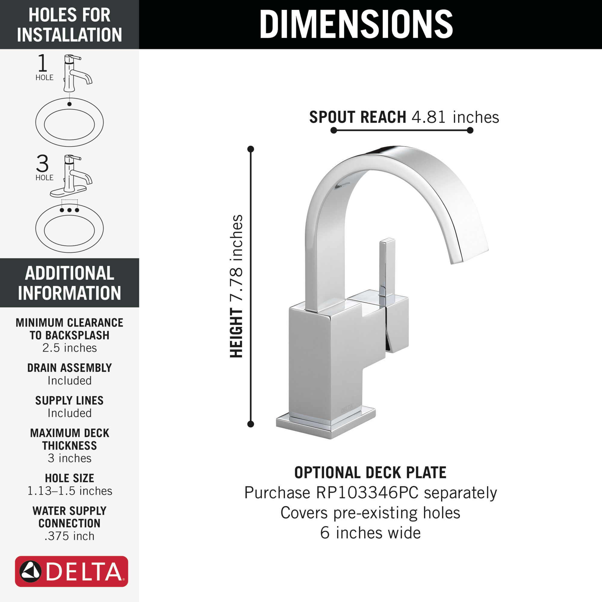 Single Handle Bathroom Faucet in Chrome 553LF | Delta Faucet