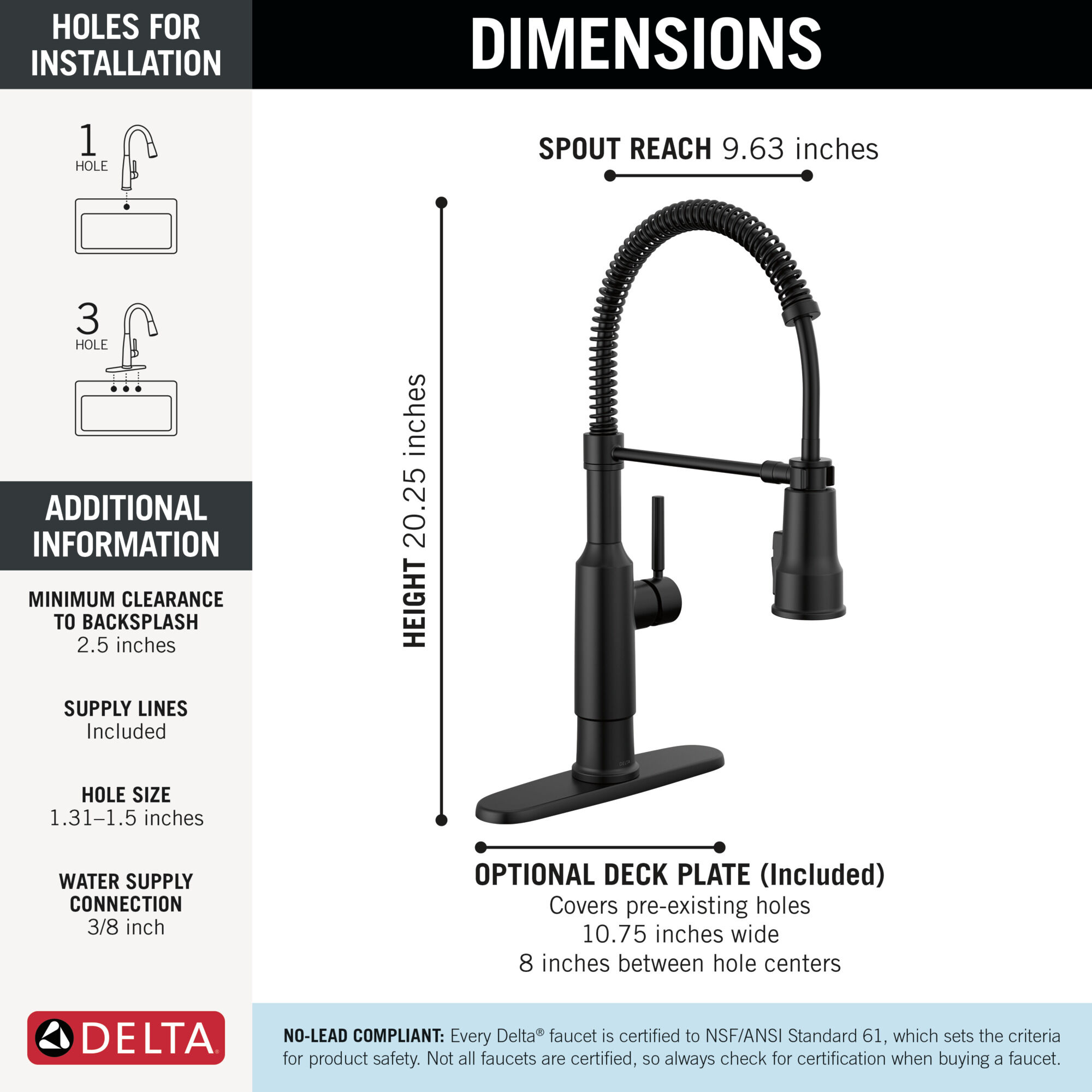 Single-Handle Pull-Down Spring Kitchen Faucet in Matte Black
